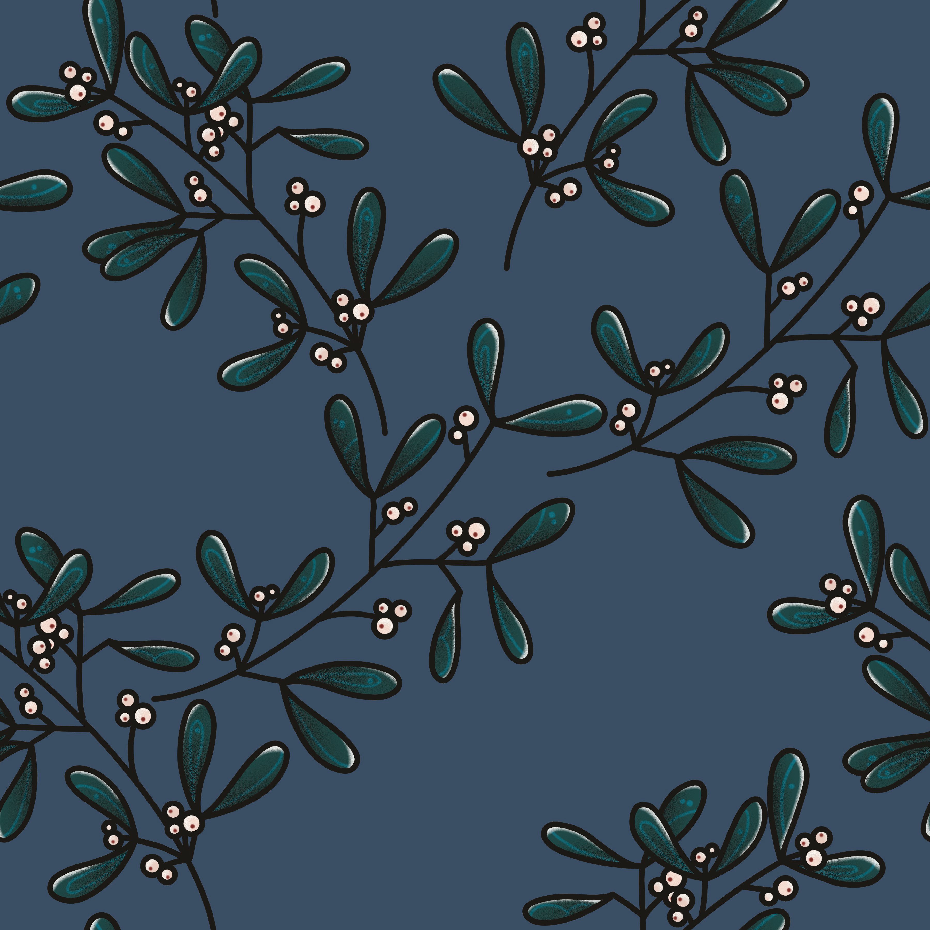 Bio Webware Stoff - Misteltoe - AmesDefinitelyOdd, Floral & Blumen, petrol, 100% Bio-Baumwolle Bio Webware Stoff - Misteltoe - AmesDefinitelyOdd, Floral & Blumen, petrol, 100% Bio-Baumwolle