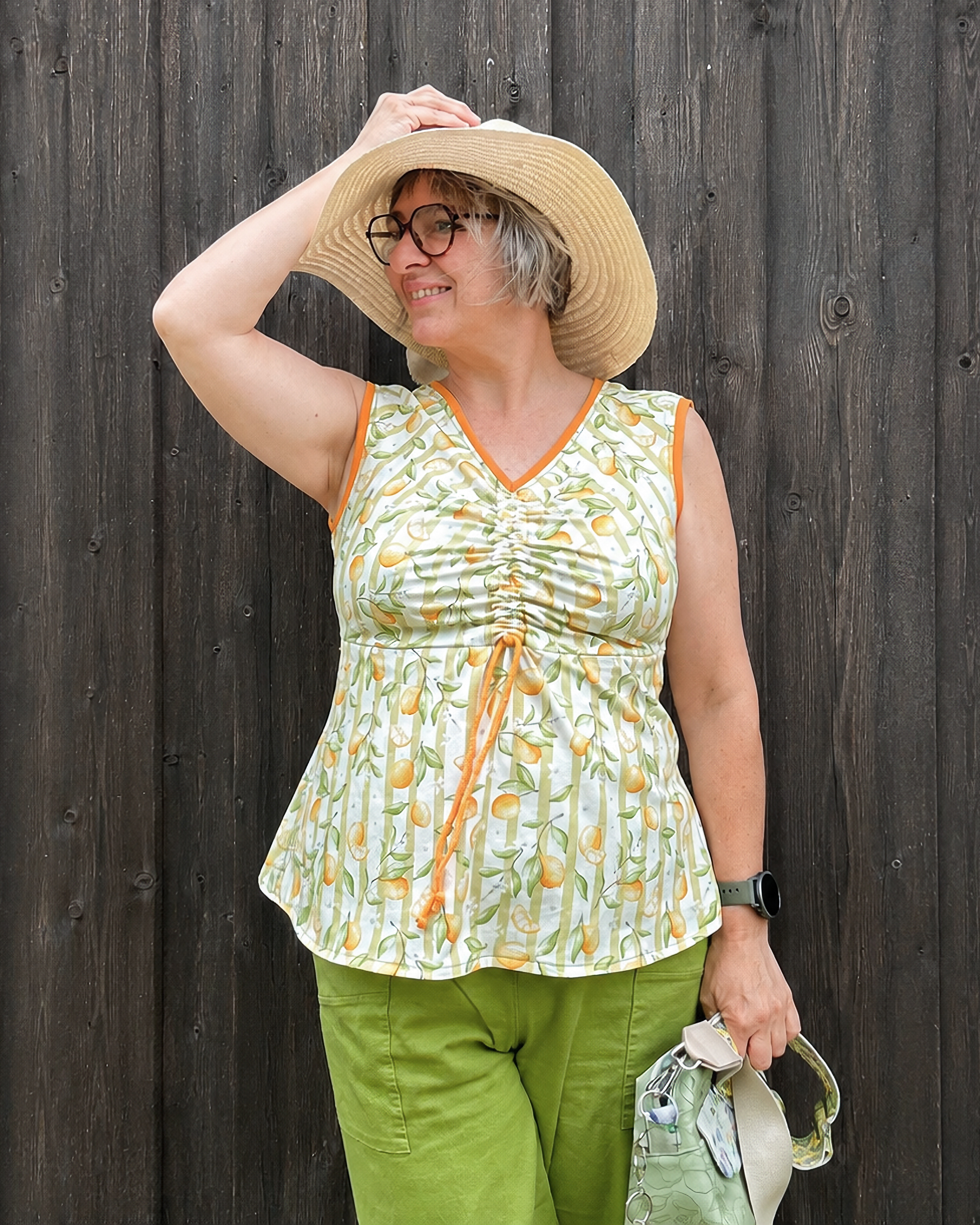 Organic fabric  -  Sommertage in Italien Zitronen Streifen