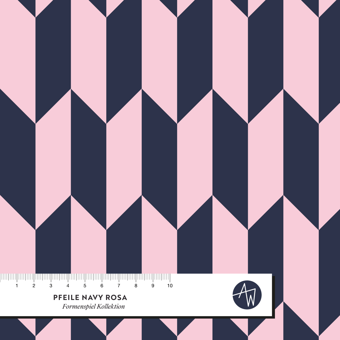 Bio Stoff - Formenspiel Pfeile Navy Rosa von Alexandra Weise in rosa