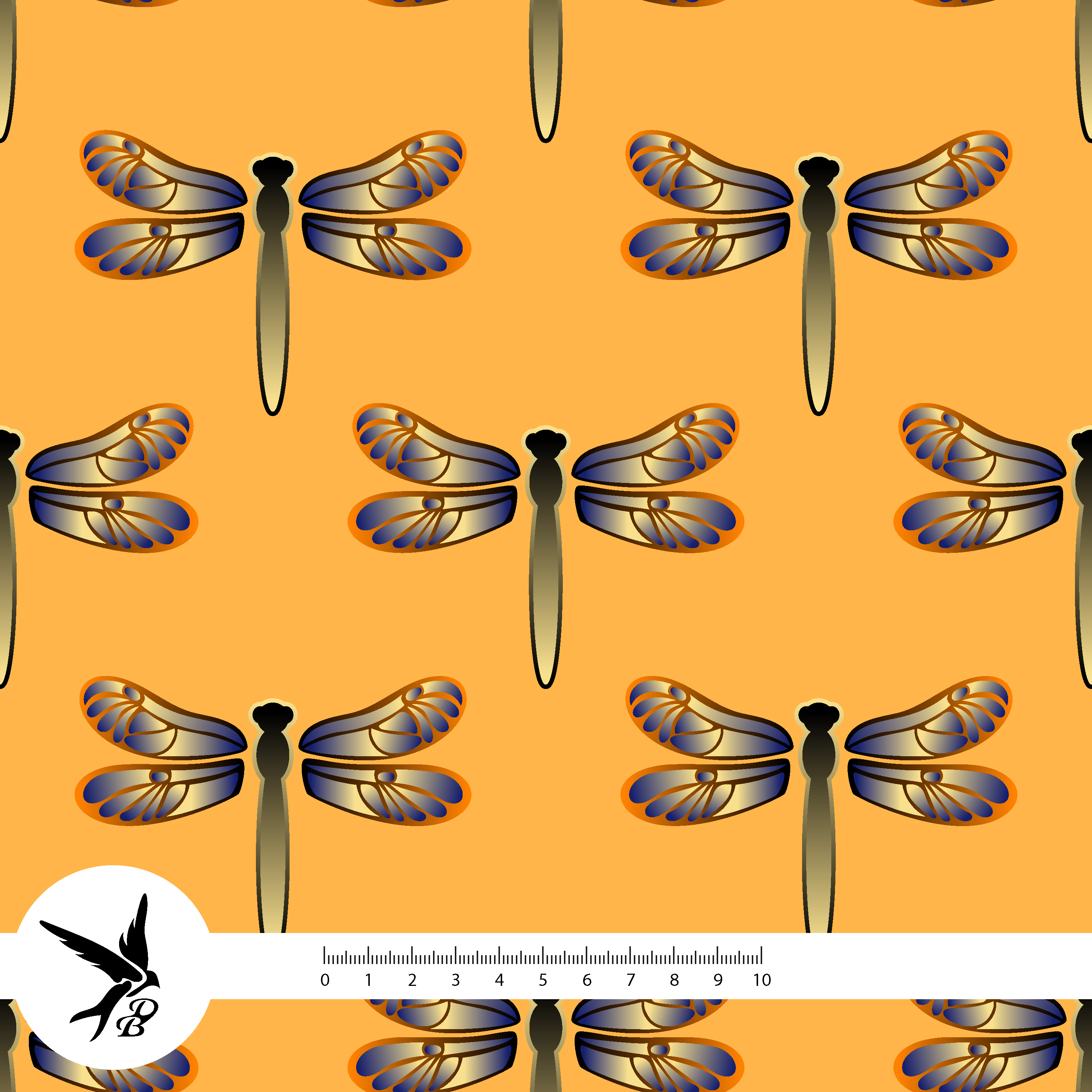 Bio Stoff - Dragonfly Libellen Orange von Daniela Bonn in orange