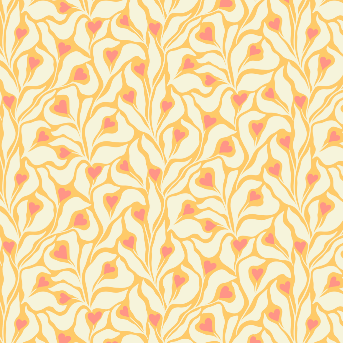 Organic fabric - Sommergold Herzblumen yellow