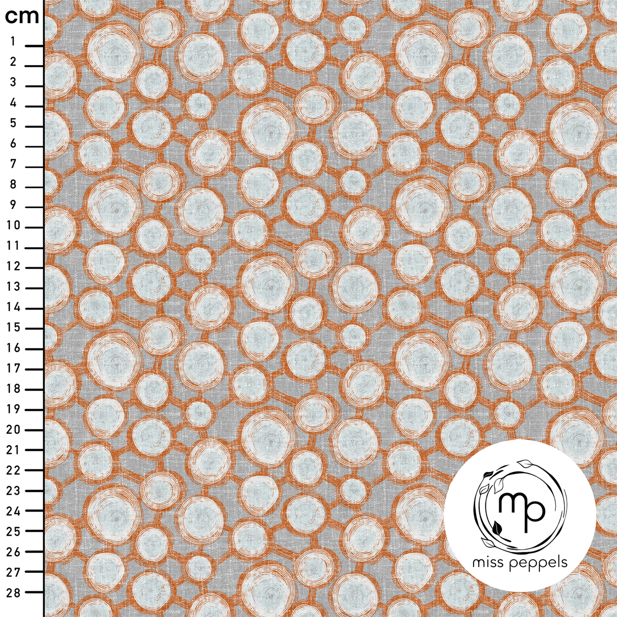 Bio Stoff - Bommel klein, grau-orange