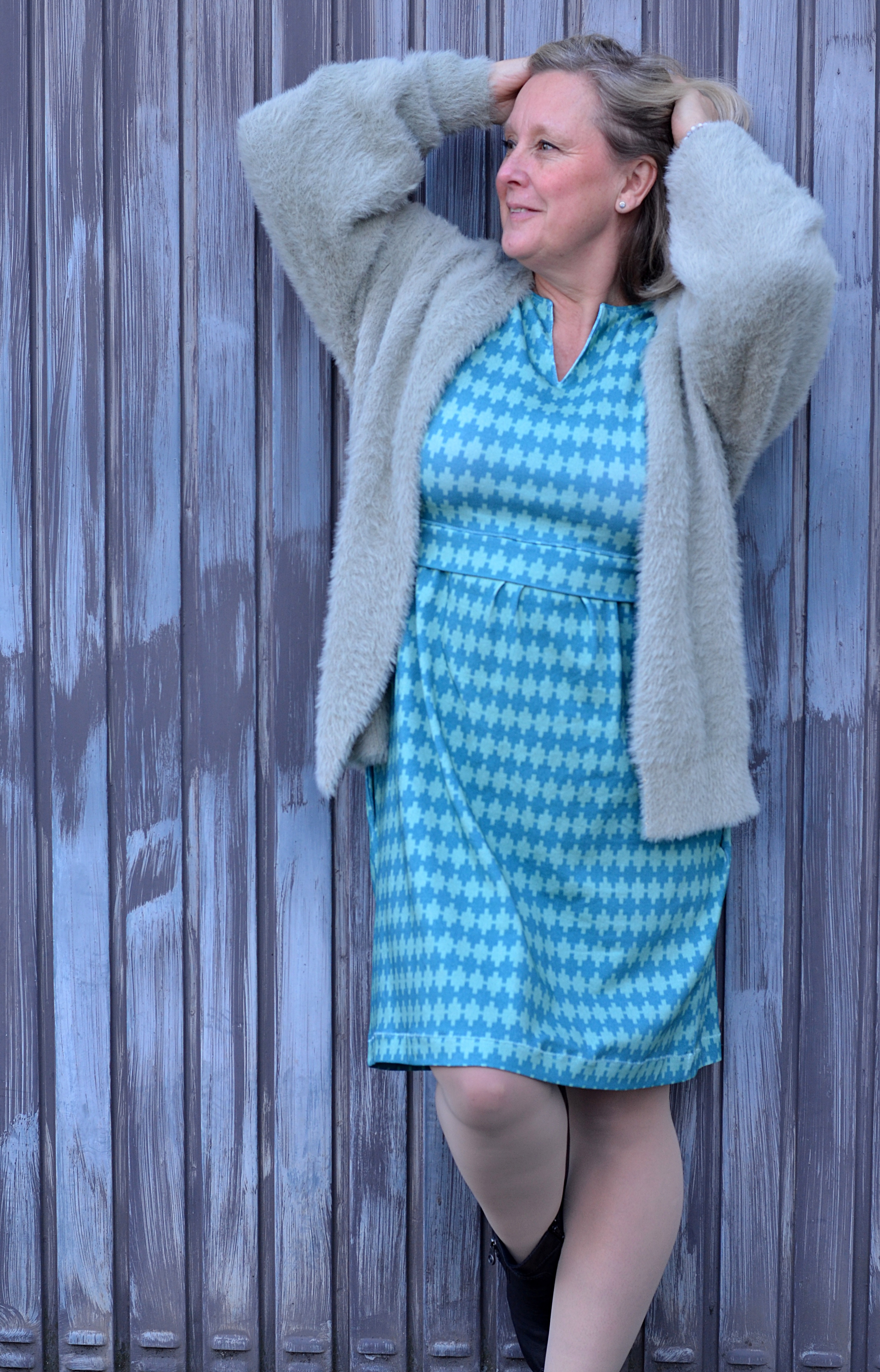 Bio Stoff - Woven Geometrics Argyle lila, pink