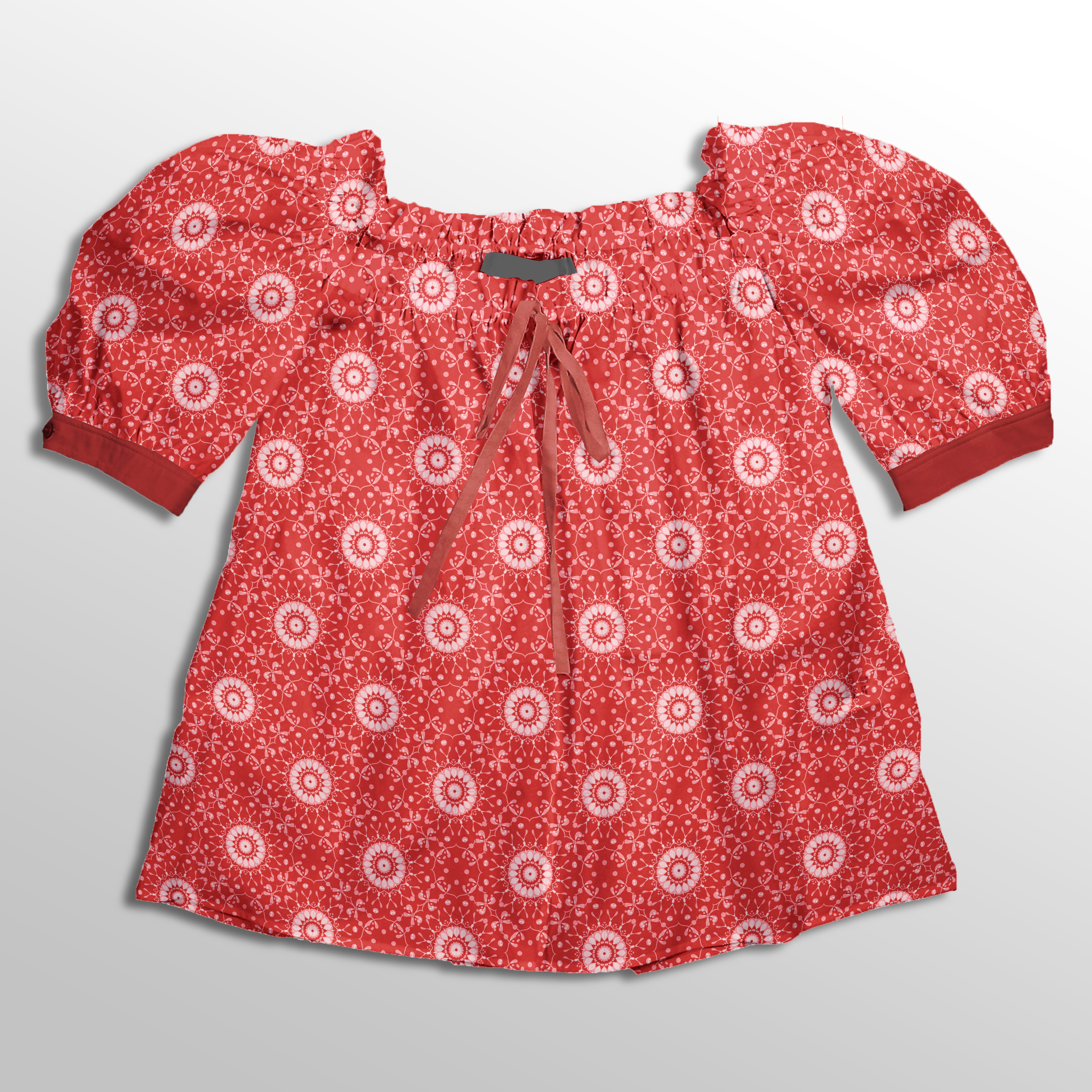 Bio Webware Stoff  -  Mandala Connected  - EviRoiderDesign, rot, Ornamente, 100% Bio-Baumwolle