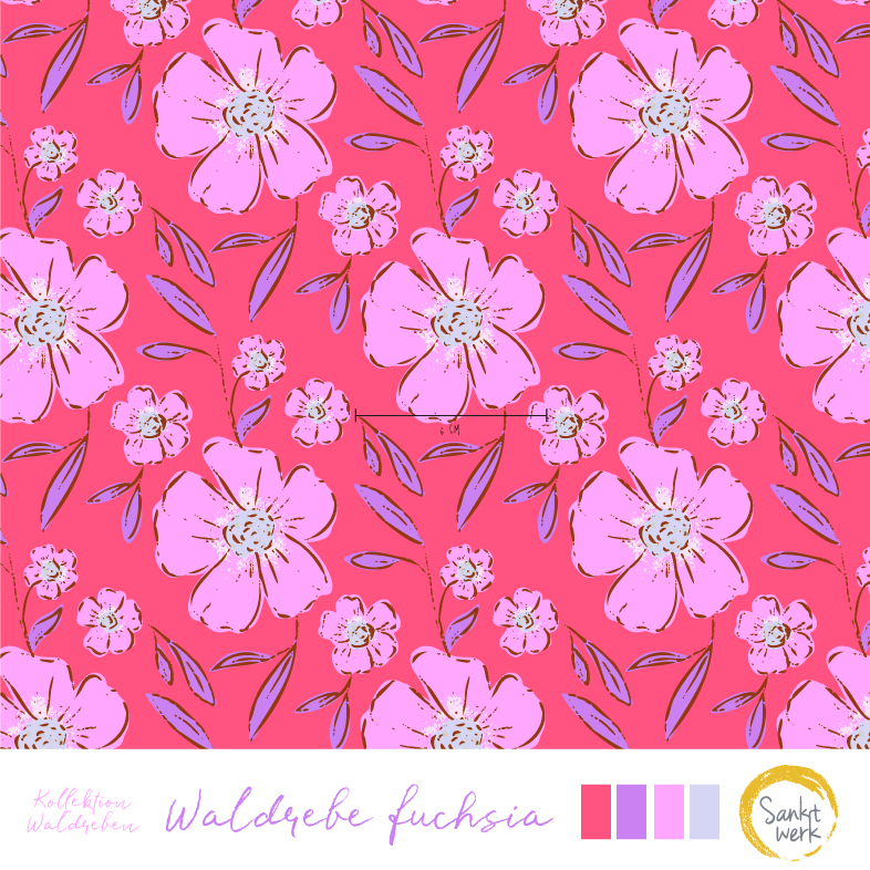 Bio Summersweat Stoff - Waldrebe Fuchsia - Sanktwerk, pink, Floral & Blumen, Breite 150 cm Bio Summersweat Stoff - Waldrebe Fuchsia - Sanktwerk, pink, Floral & Blumen, Breite 150 cm