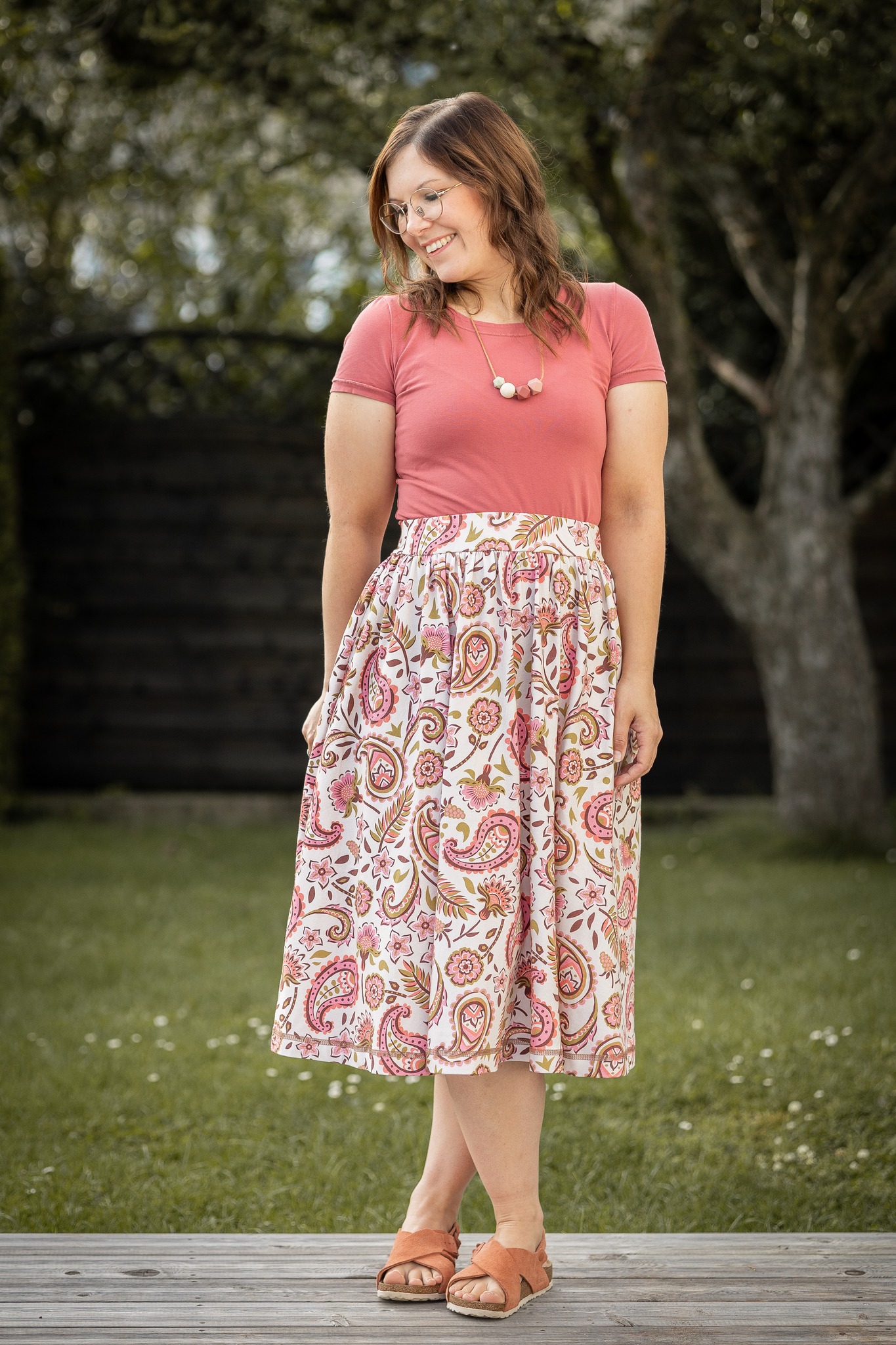 Bio Webware Stoff  -  Paisley  - PetraCoumans, Floral & Blumen, rosa, 100% Bio-Baumwolle