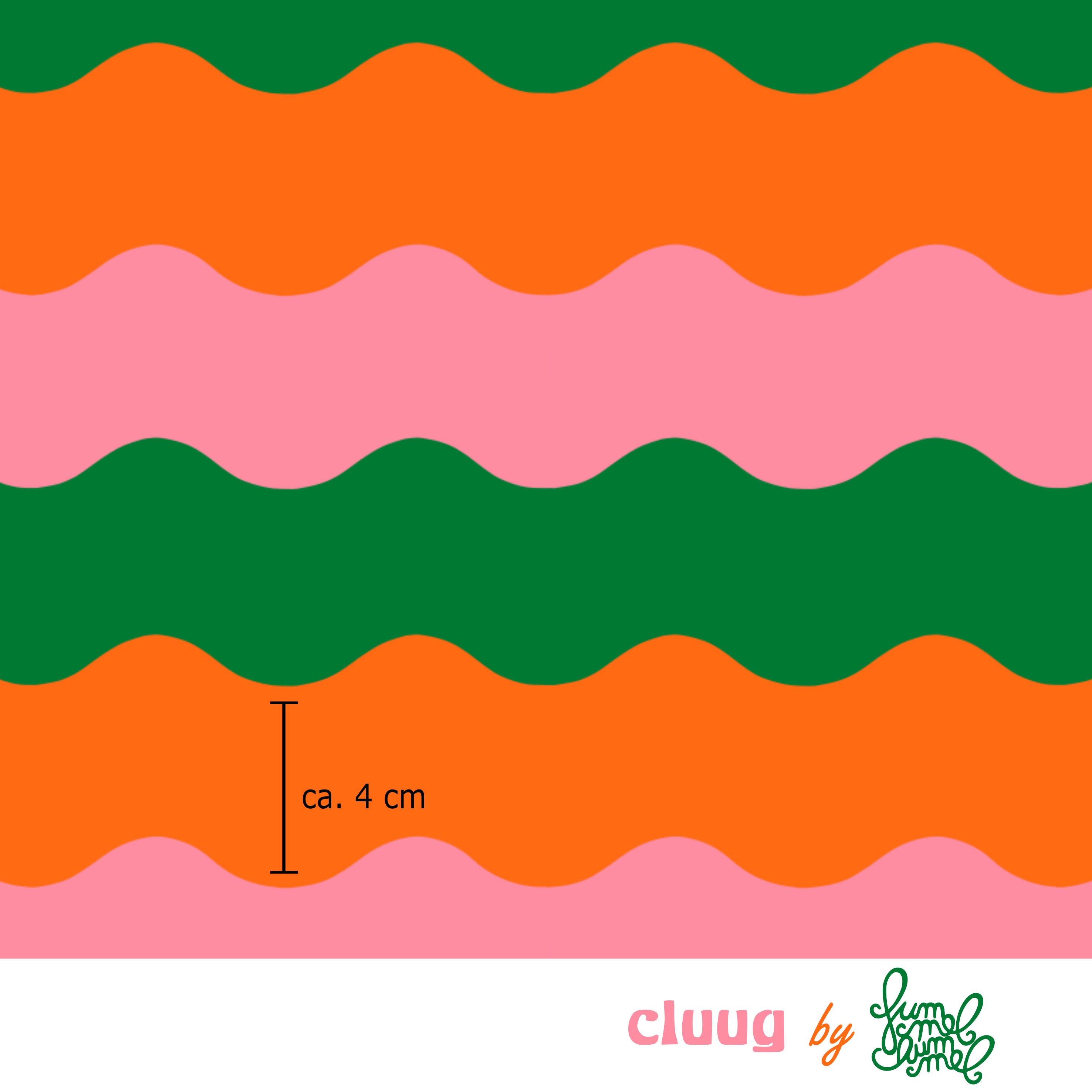 Bio Stoff - Cluug Retro Gross von Fummelhummel in orange, grün, pink