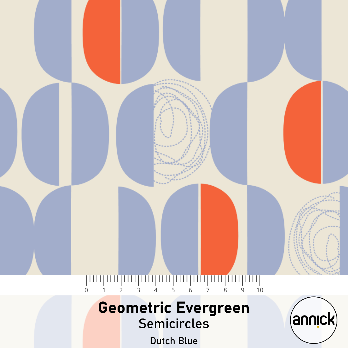 Bio Stoff - Geometric Evergreen Semicircles blau