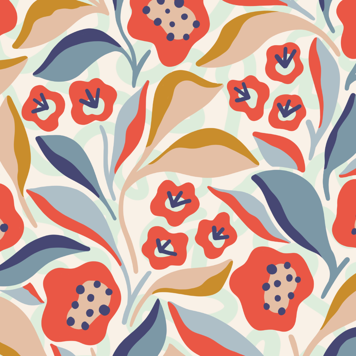Organic fabric  - Küstenatelier Blumen multicolor