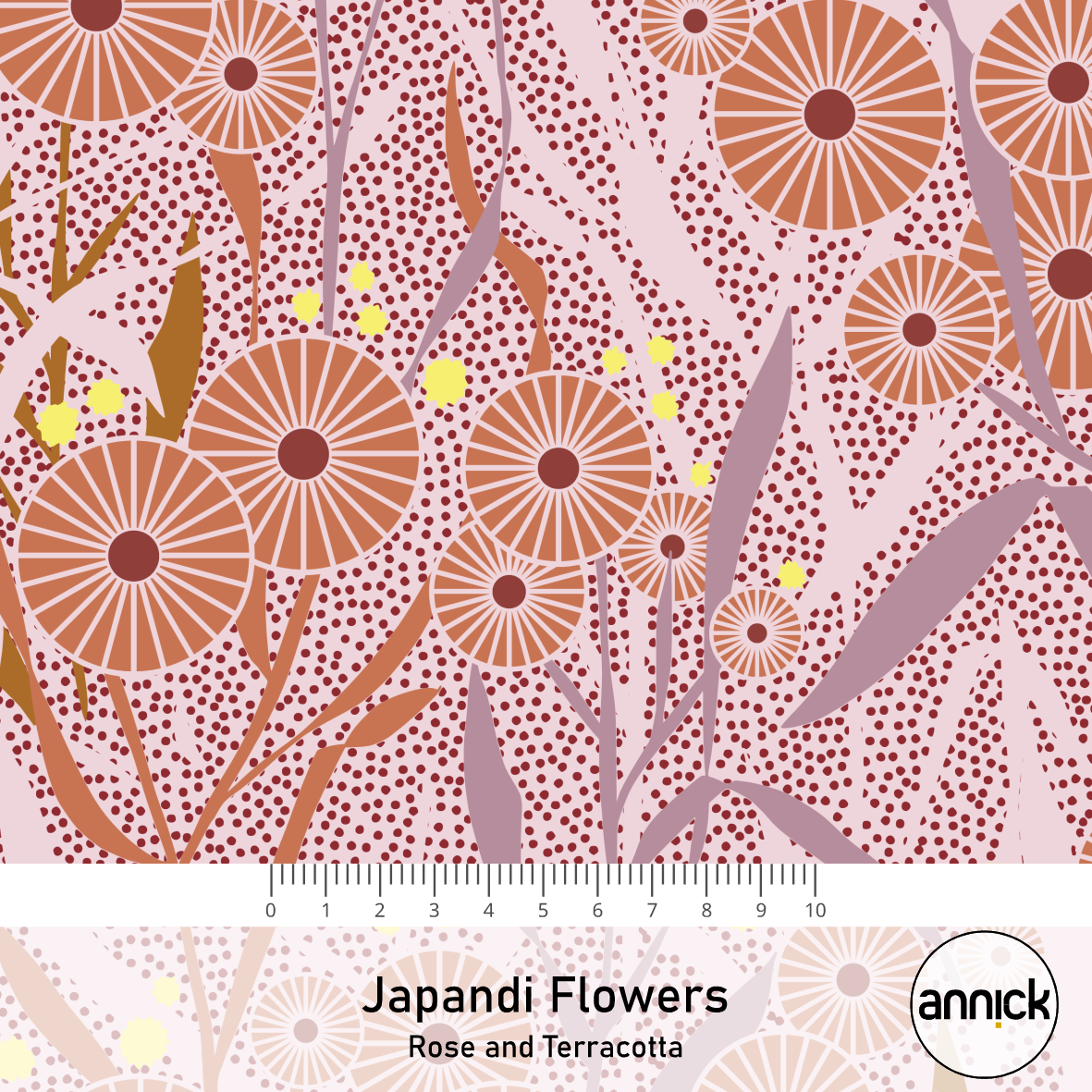 Bio Stoff - Japandi Flowers Rose und Terracotta von Annick in rosa Bio Stoff - Japandi Flowers Rose und Terracotta von Annick in rosa