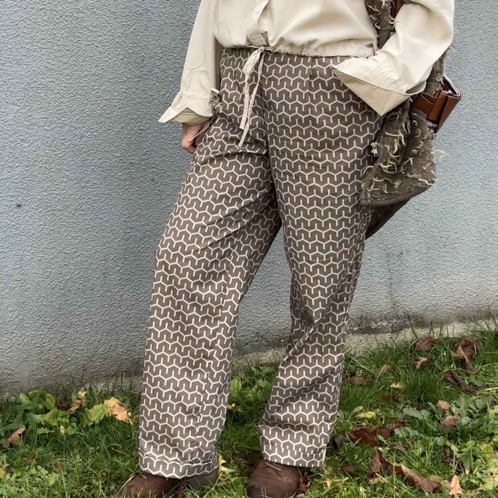 Bio Stoff - Woven Geometrics Waves lila, pink