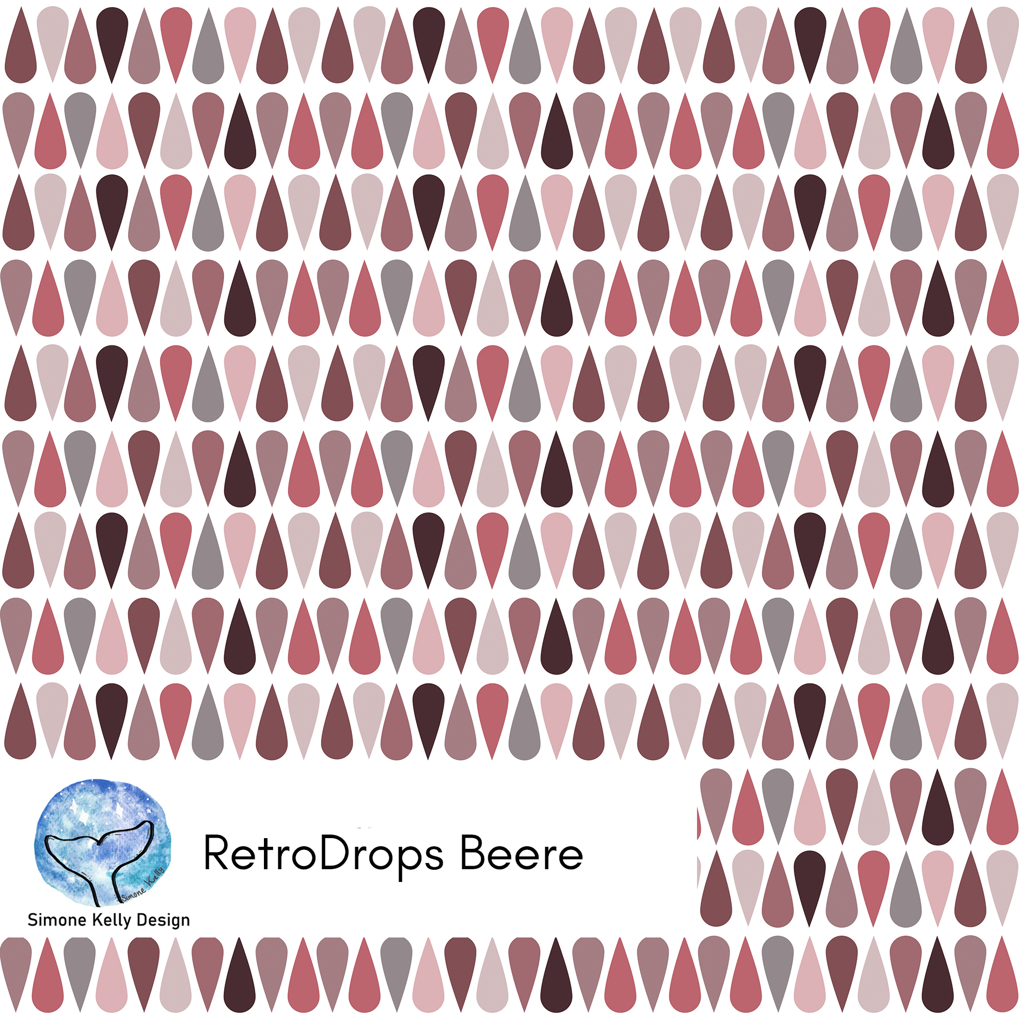 Bio Stoff - Retro Drops Beere von Simone Kelly in rosa Bio Stoff - Retro Drops Beere von Simone Kelly in rosa