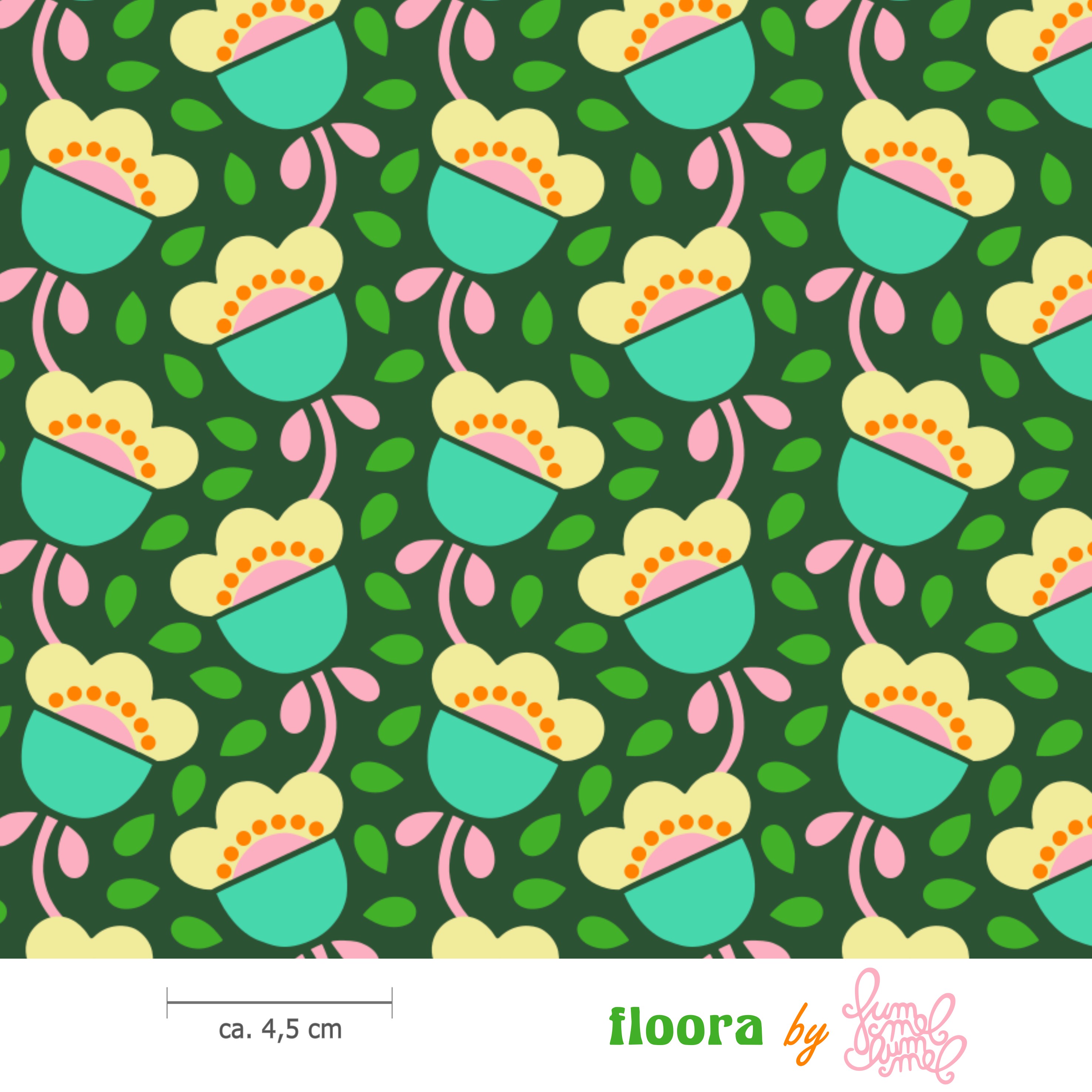 Bio Webware Stoff - Floora - Fummelhummel, grün, Floral & Blumen, 100% Bio-Baumwolle Bio Webware Stoff - Floora - Fummelhummel, grün, Floral & Blumen, 100% Bio-Baumwolle