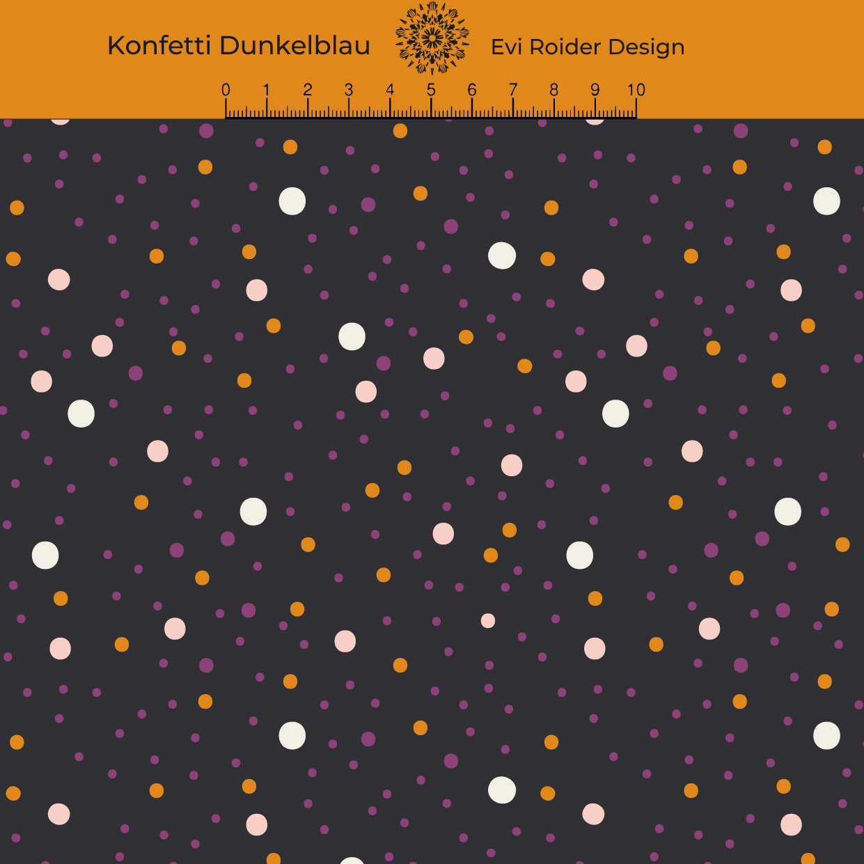 Organic Fabric - Dark Blue Confetti by Evi Roider in black