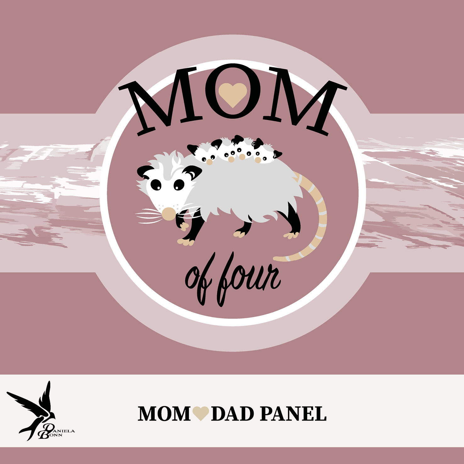 1,00 m Panel Mom of Four Opossum Rosa