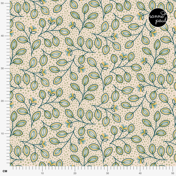 Organic fabric - Sonnenwende Blätter green
