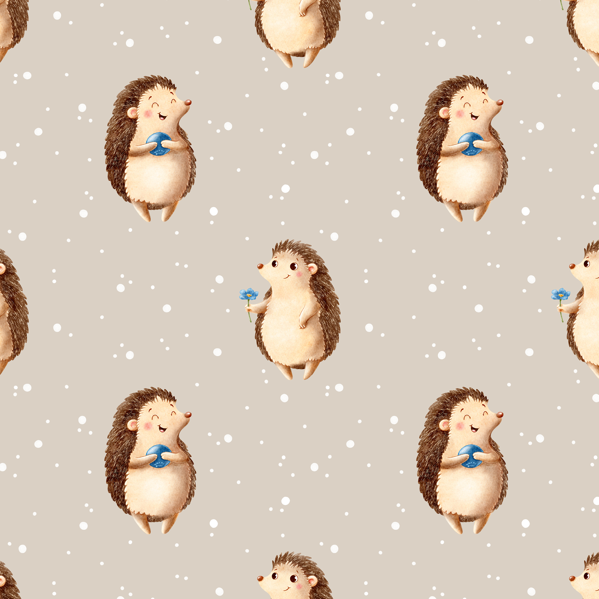 Bio Stoff - Blaubeerigel Punkte sand