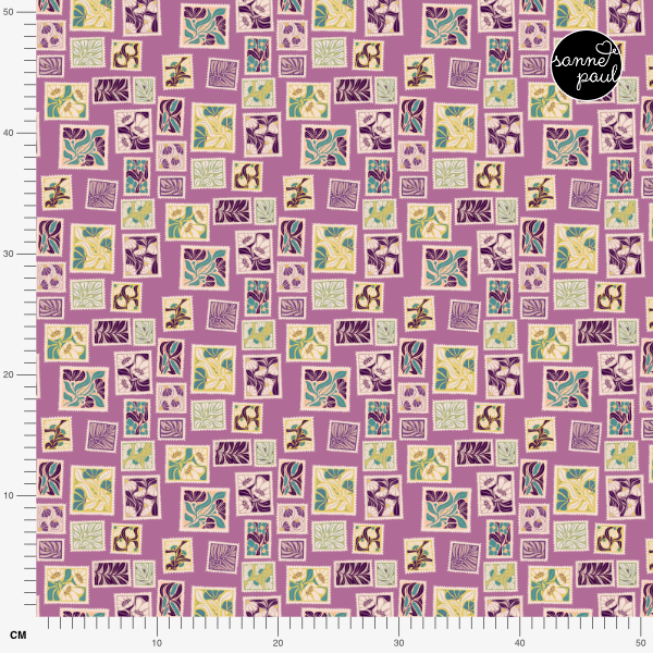 Bio Stoff  - Sonnenwende Briefmarken lila