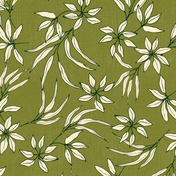 Bio Stoff -  Botanical Leaf Sketch grün