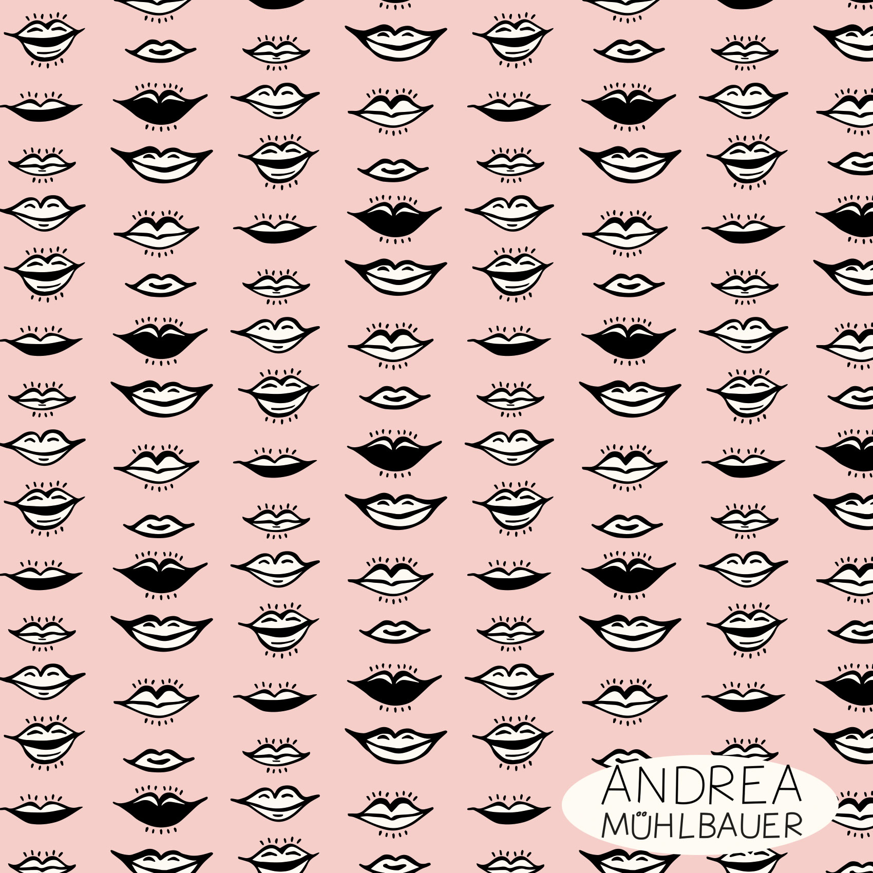 Bio Stoff  - Kisses Light Pink - AndreaMuehlbauer, rosa, Gegenstände