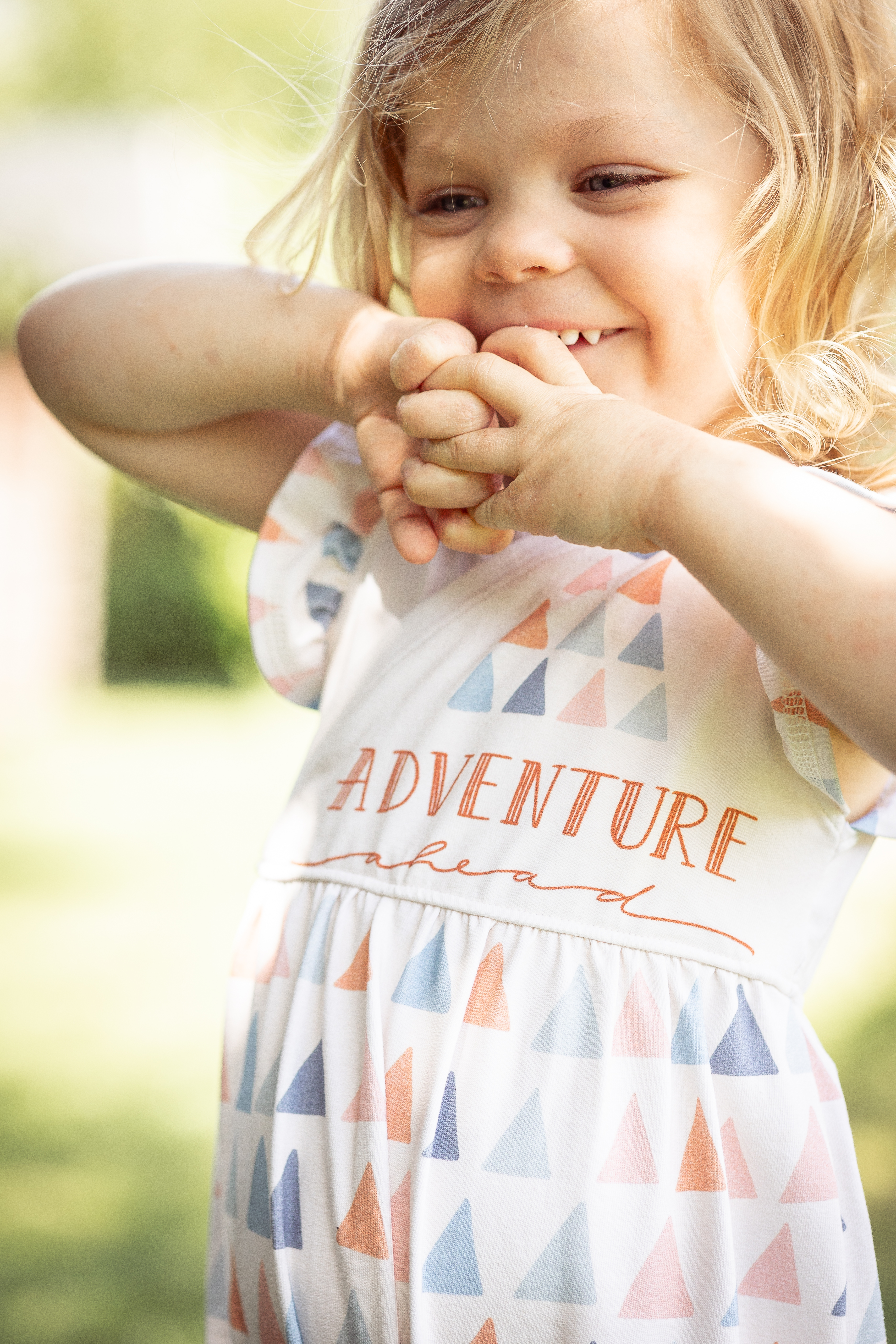 Bio Summersweat Stoff  -  50 cm Panel Adventure Ahead Boho  - KathrinWoo, bunt, beige, Breite 150 cm