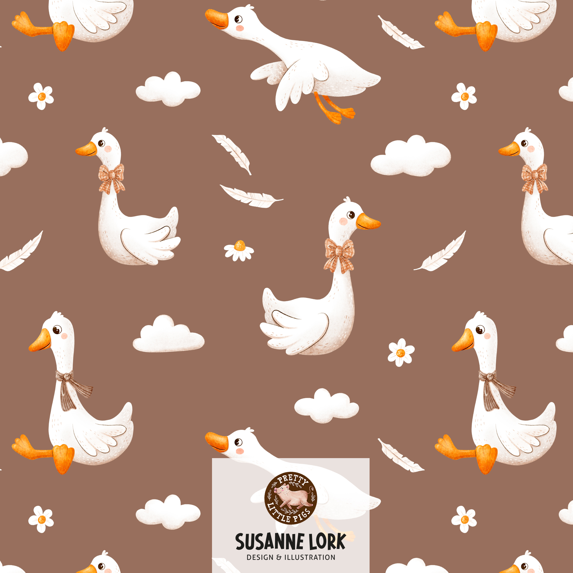 Bio Stoff - Gaenseliebe Mocha von Pretty Little Pigs in braun