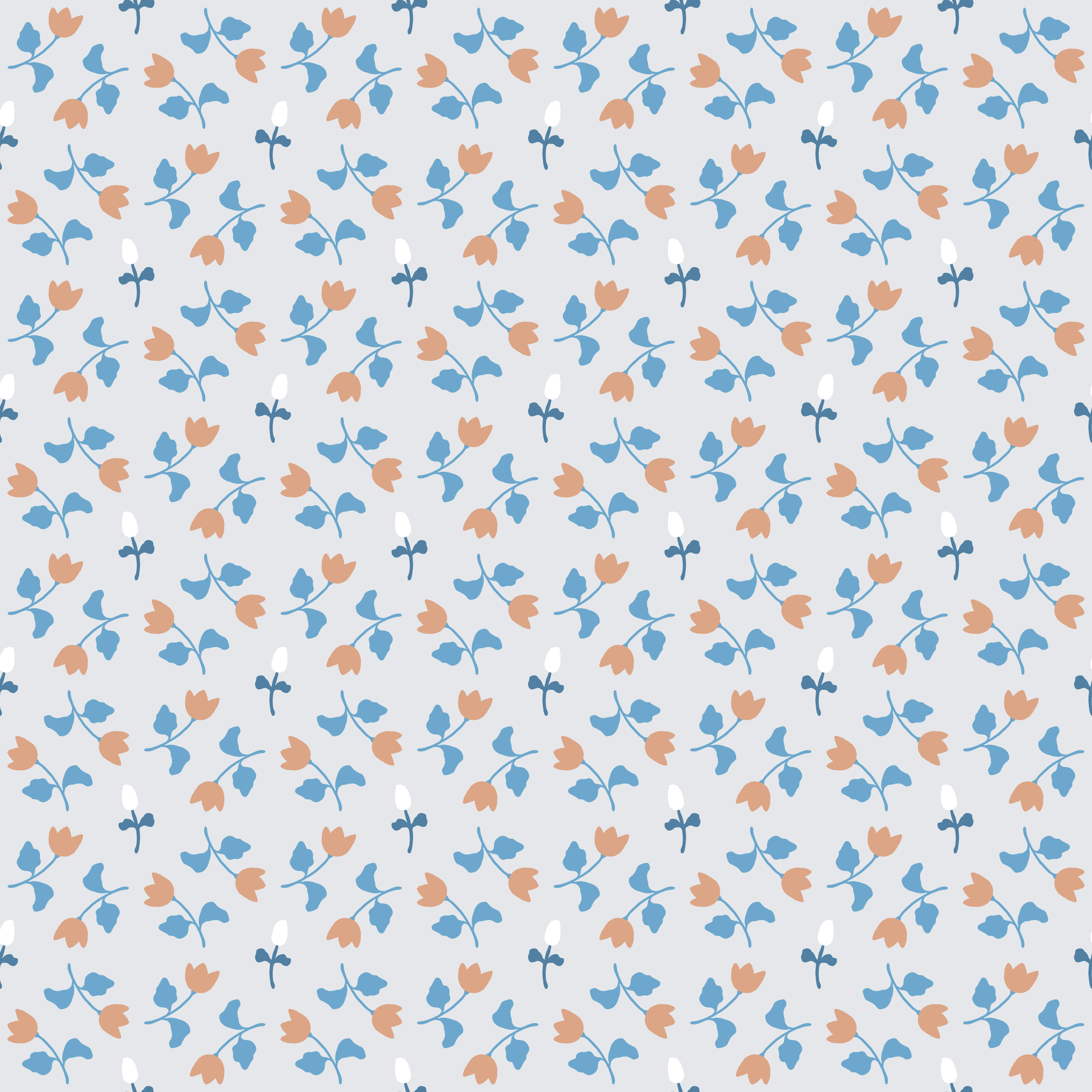 Bio Stoff  - Blumen Reigen blau