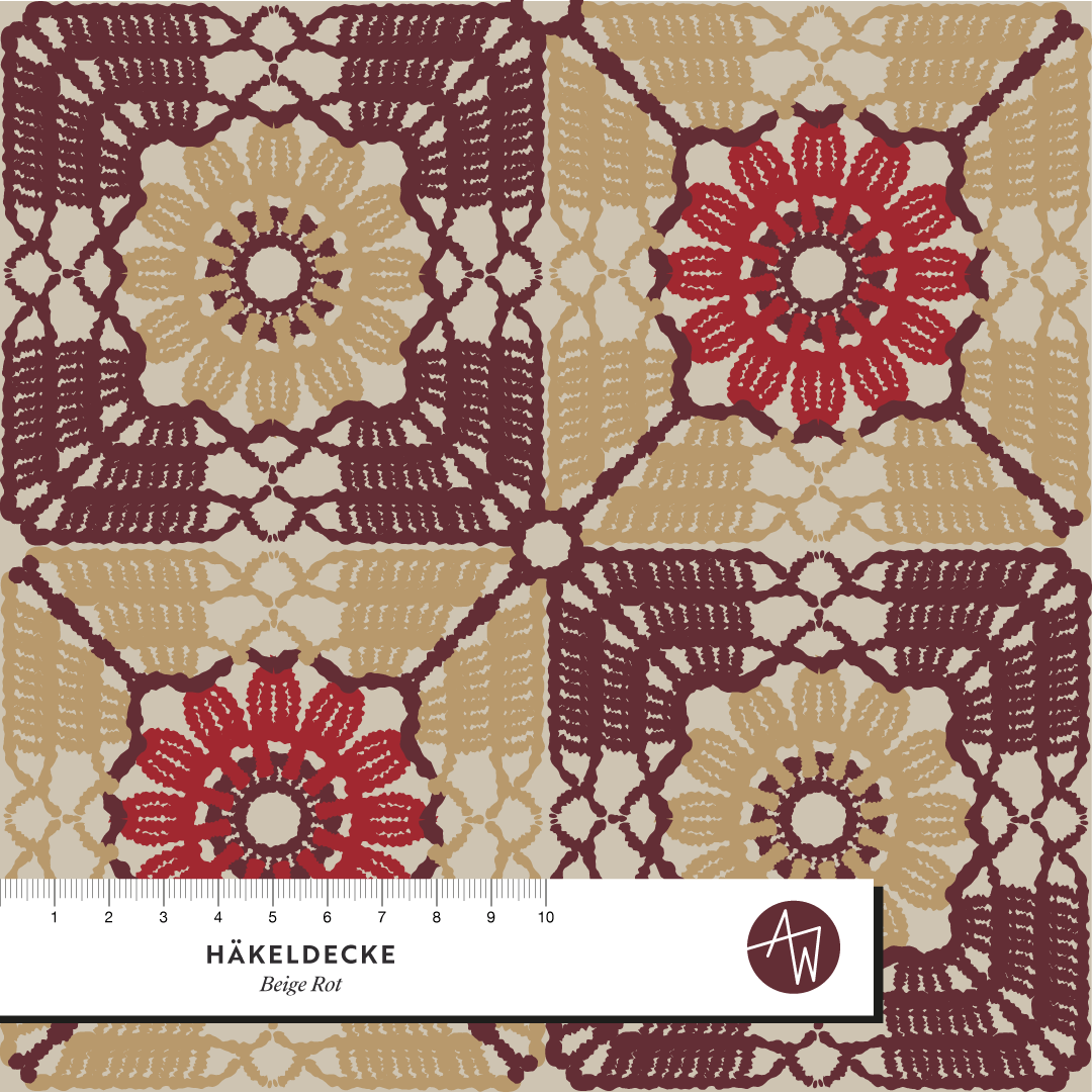 Bio Fabric - Crochet Blanket beige, red