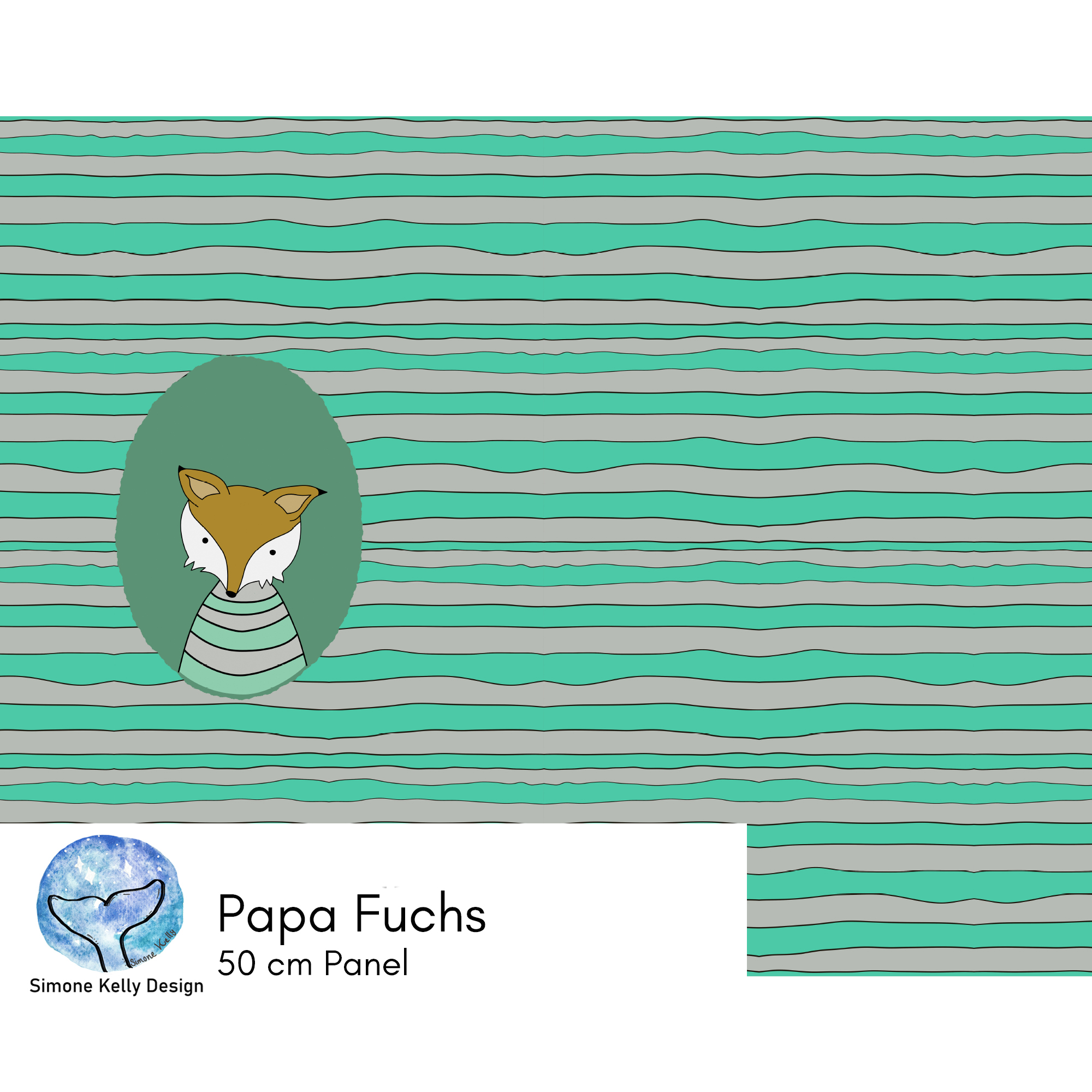 Bio Stoff - 50 cm Panel Papa Fuchs Klein von Simone Kelly in mint
