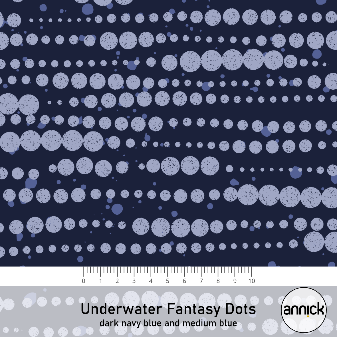Bio Fabric - Underwater Fantasy Dots Dark Navy Blue Medium Blue by Annick in blue