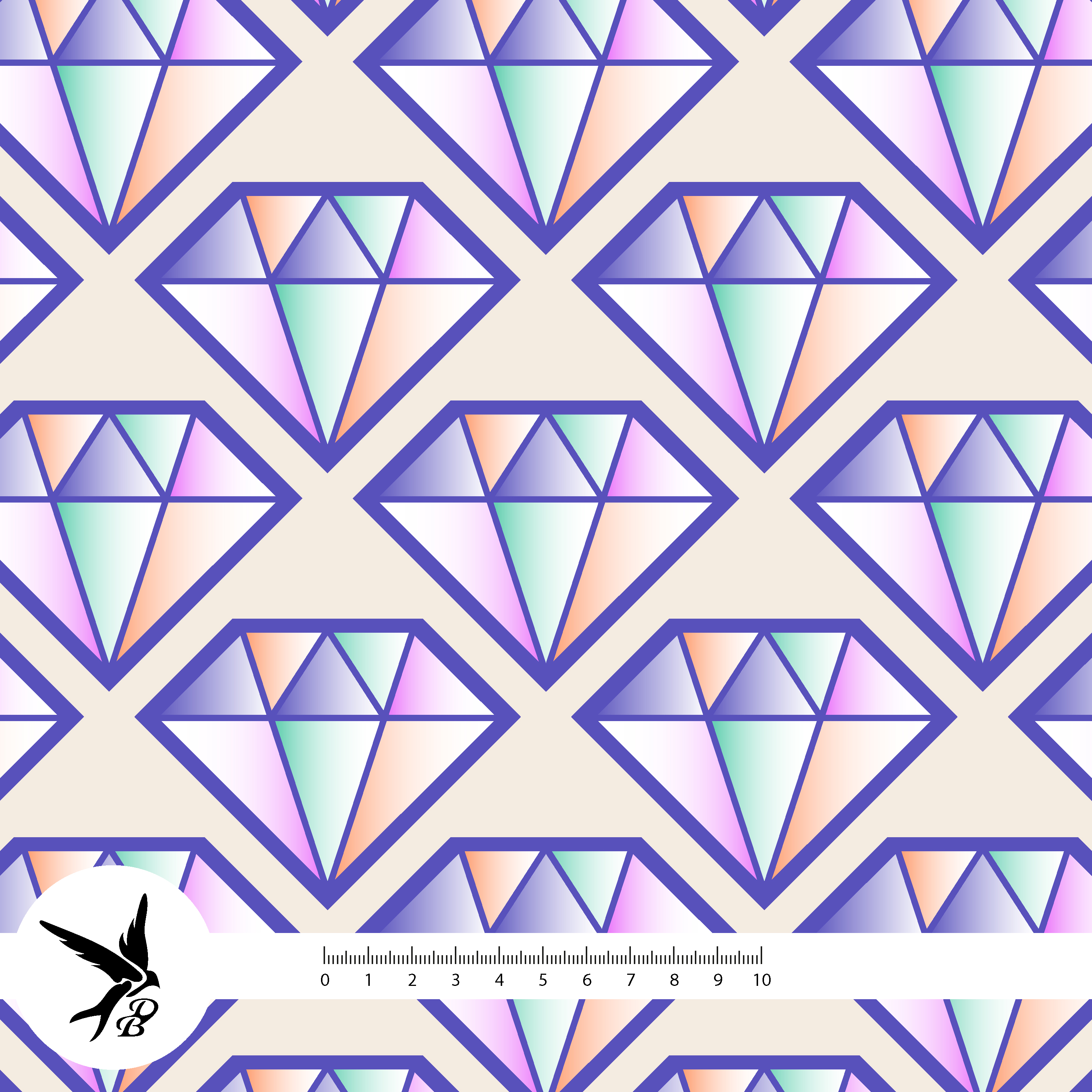 Bio Stoff  - Prism Glow Diamant Beige - DanielaBonn, bunt, Geometrische Muster