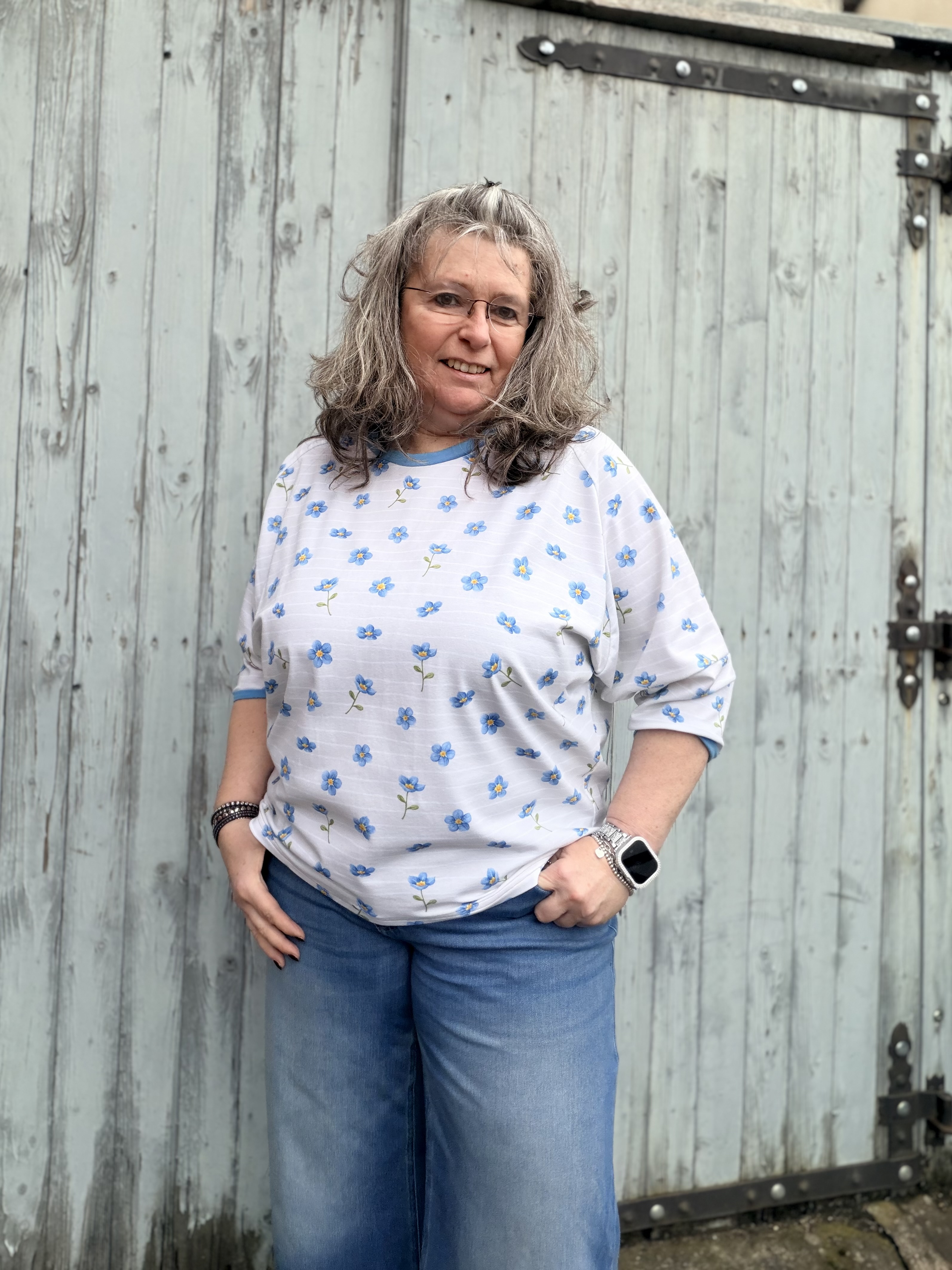 Organic Fabric - Vergissmeinnicht Streifen cream