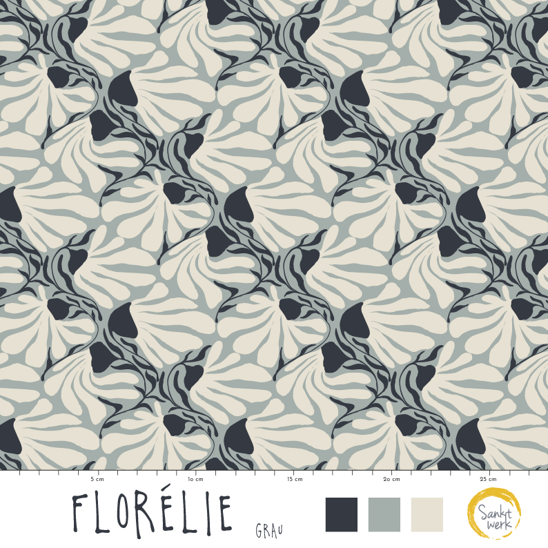 Bio Stoff - Florelie Grau von Sanktwerk in grau