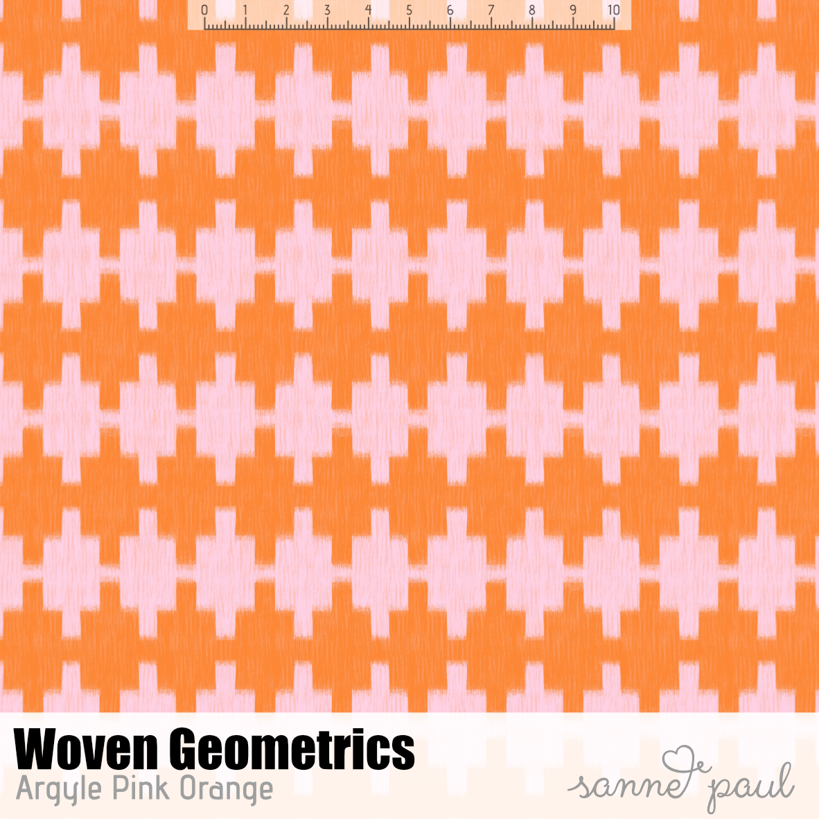 Bio Stoff - Woven Geometrics Argyle pink, organge