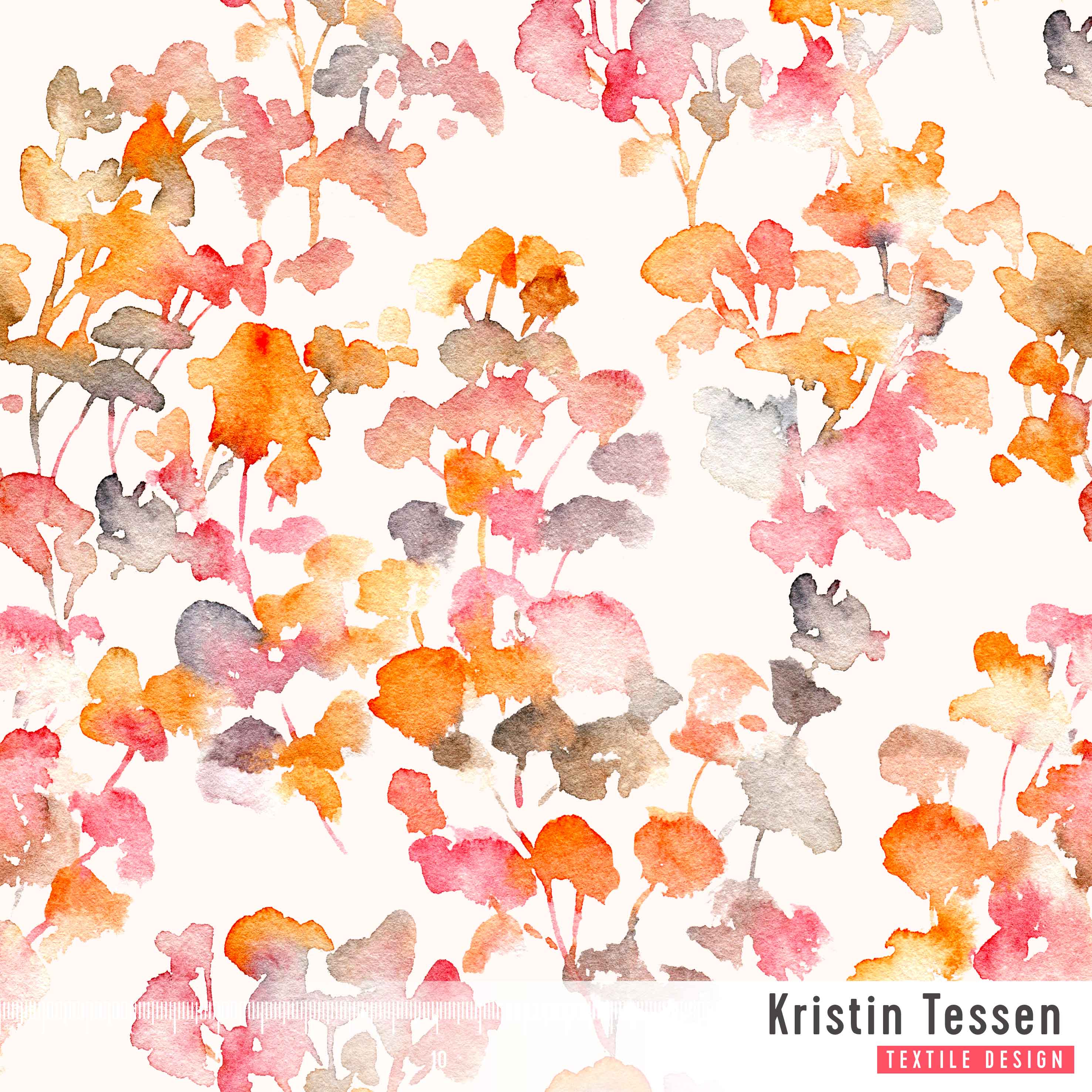 Bio Stoff - Wildflower Dance Coral by Kristin Tessen in pink