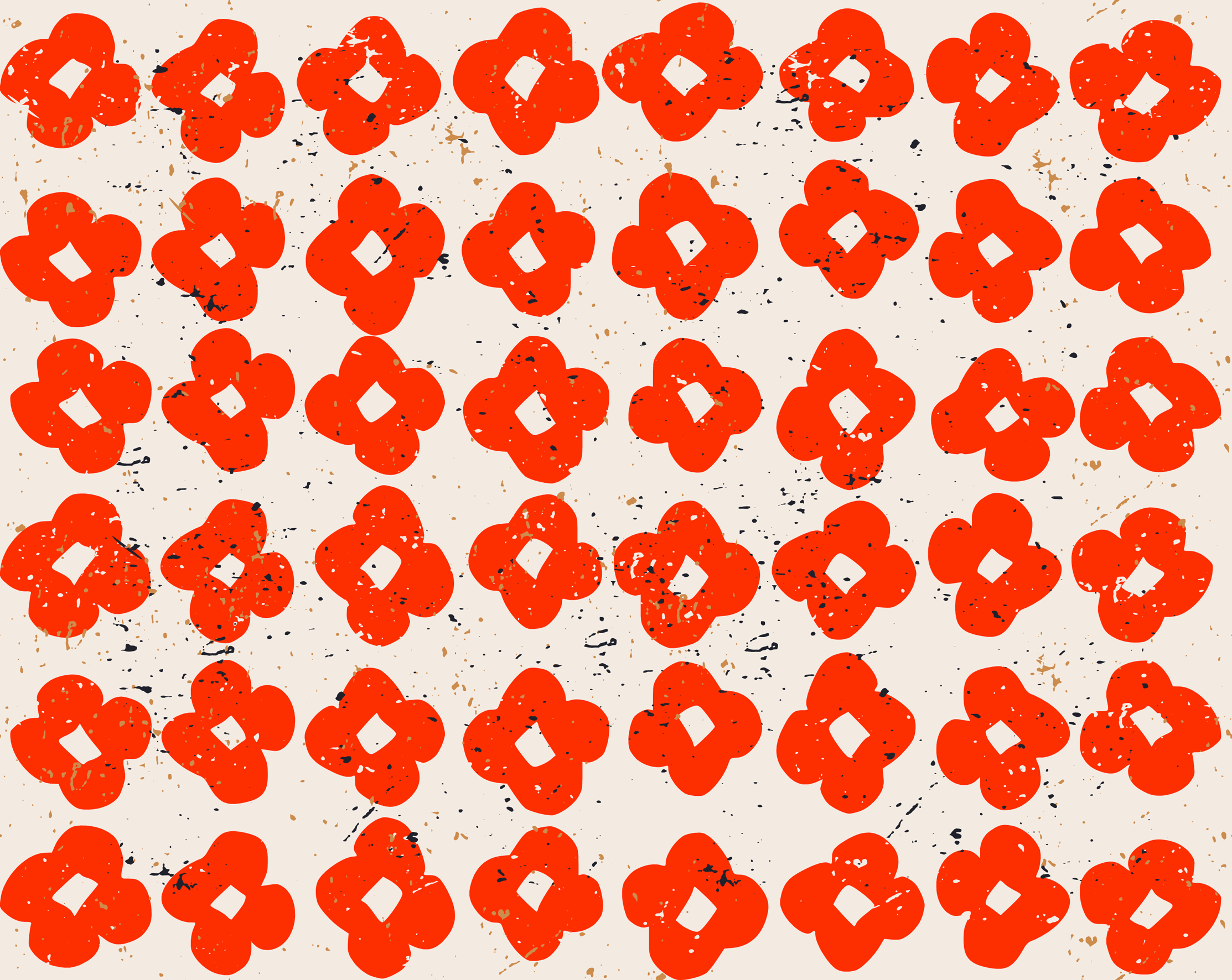 Organic Fabric - Nordic Living Flowers Red by Annick in red Organic Fabric - Nordic Living Flowers Red by Annick in red