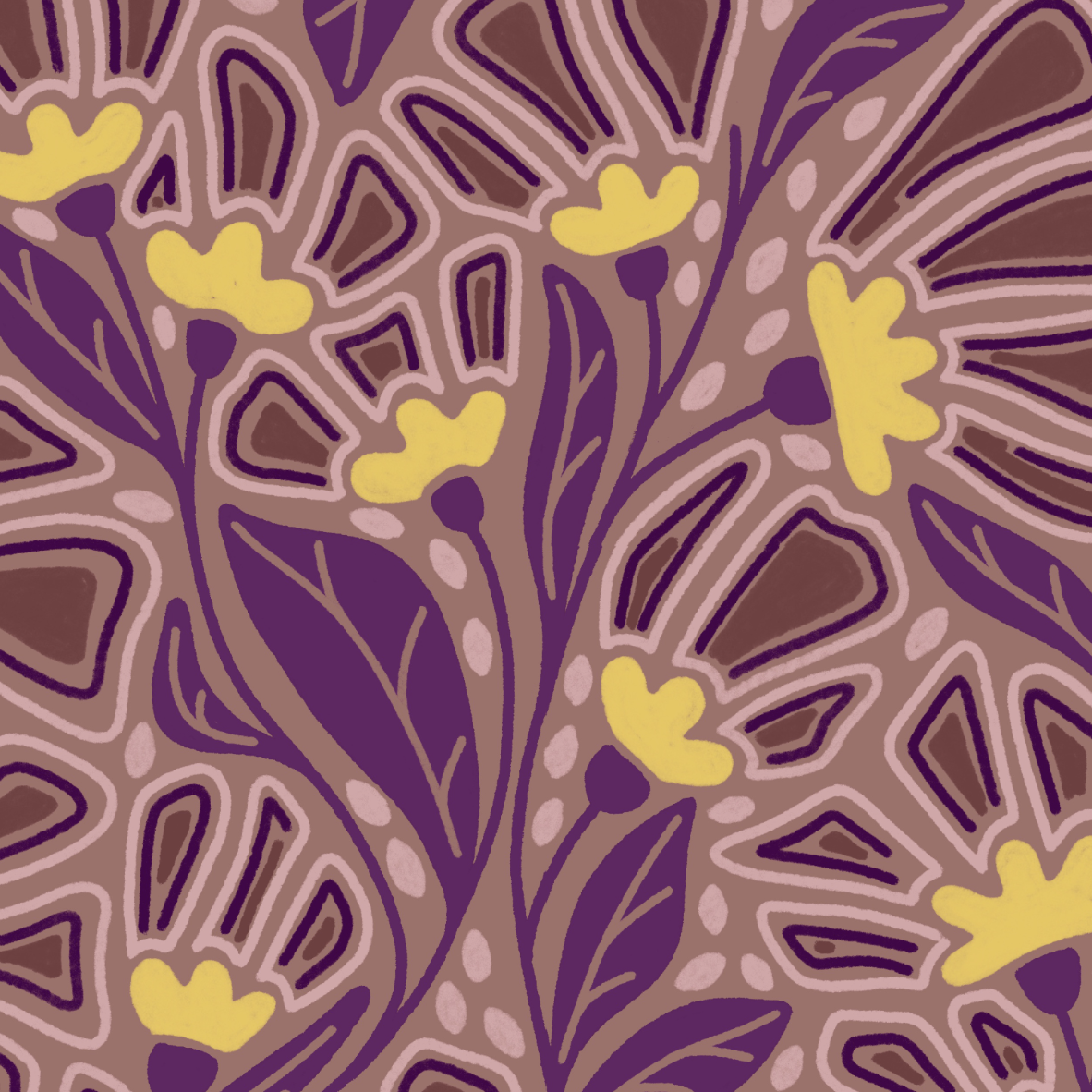 Organic fabric - Sonnenwende Blütenmeer brown