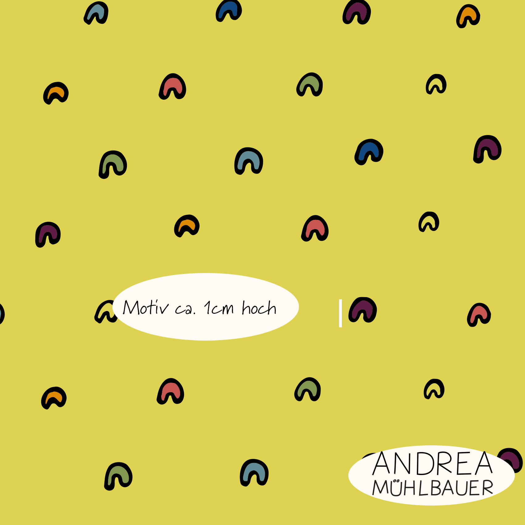 Bio Webware Stoff  -  Little Rainbow Yellow  - AndreaMuehlbauer, Fantasy, Regenbogen, gelb, 100% Bio-Baumwolle