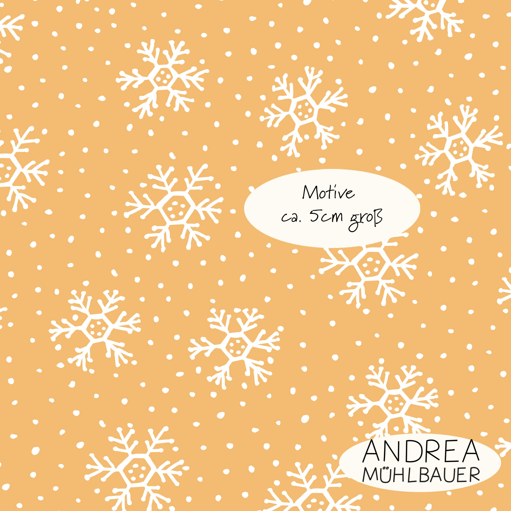 Bio Webware Stoff  - Winterflocken Yellow - AndreaMuehlbauer, Winter, gelb, 100% Bio-Baumwolle