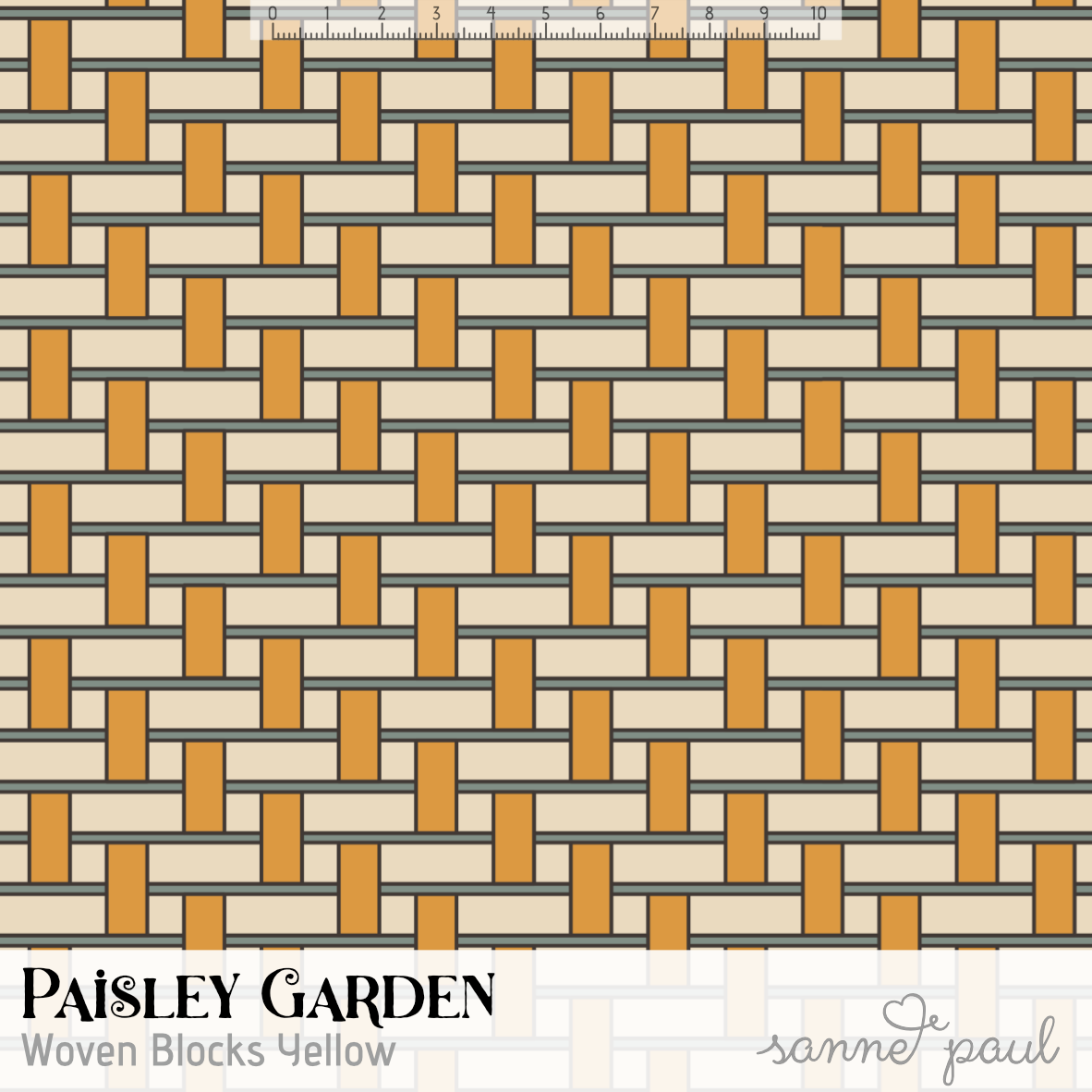 Organic Fabric  - Paisley Garden Woven Block yellow