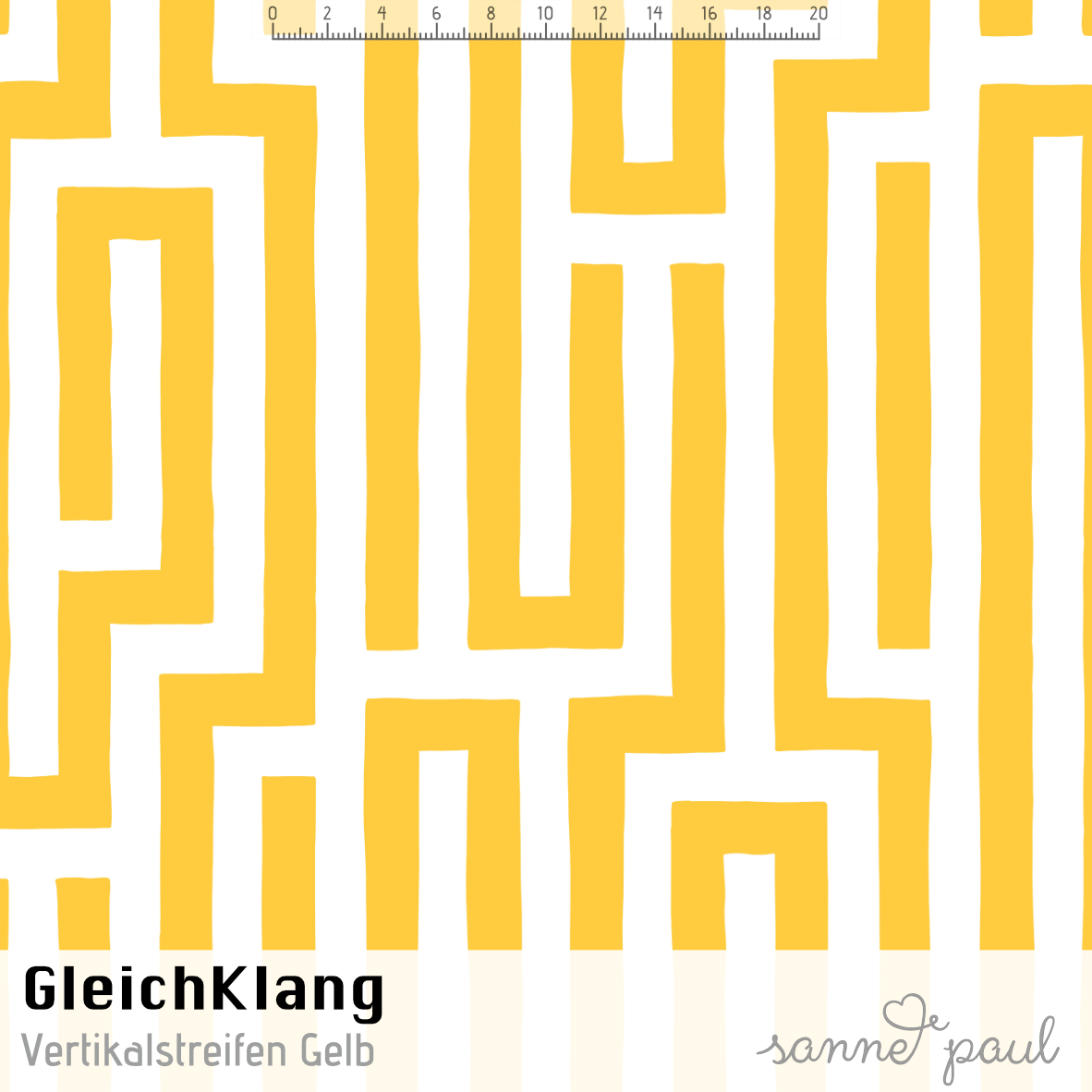 Bio Stoff - Gleichklang Vertikalstreifen gelb