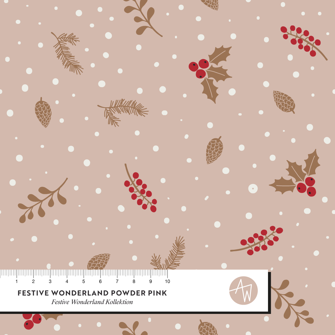 Bio Stoff - Festive Wonderland puderrosa