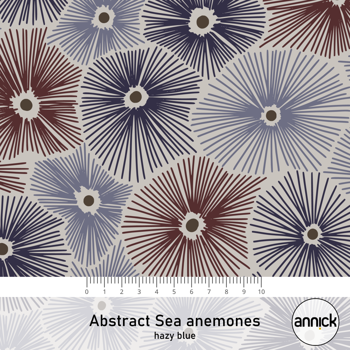 Bio Stoff - Abstract Sea Anemones Hazy Blue by Annick in blue