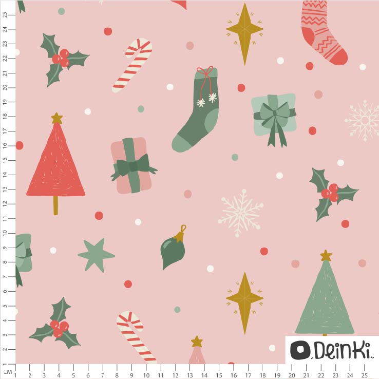 Bio Stoff - Weihnachtsvorfreude Rosa von Deinki in rosa