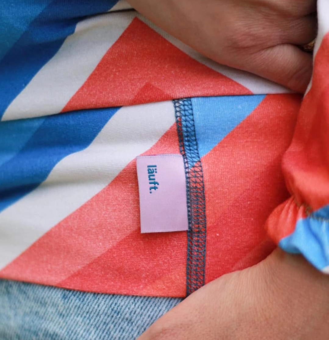 Bio Webware Stoff  -  Zig Zag  - LisaSanders, Streifen, blau, rot, 100% Bio-Baumwolle