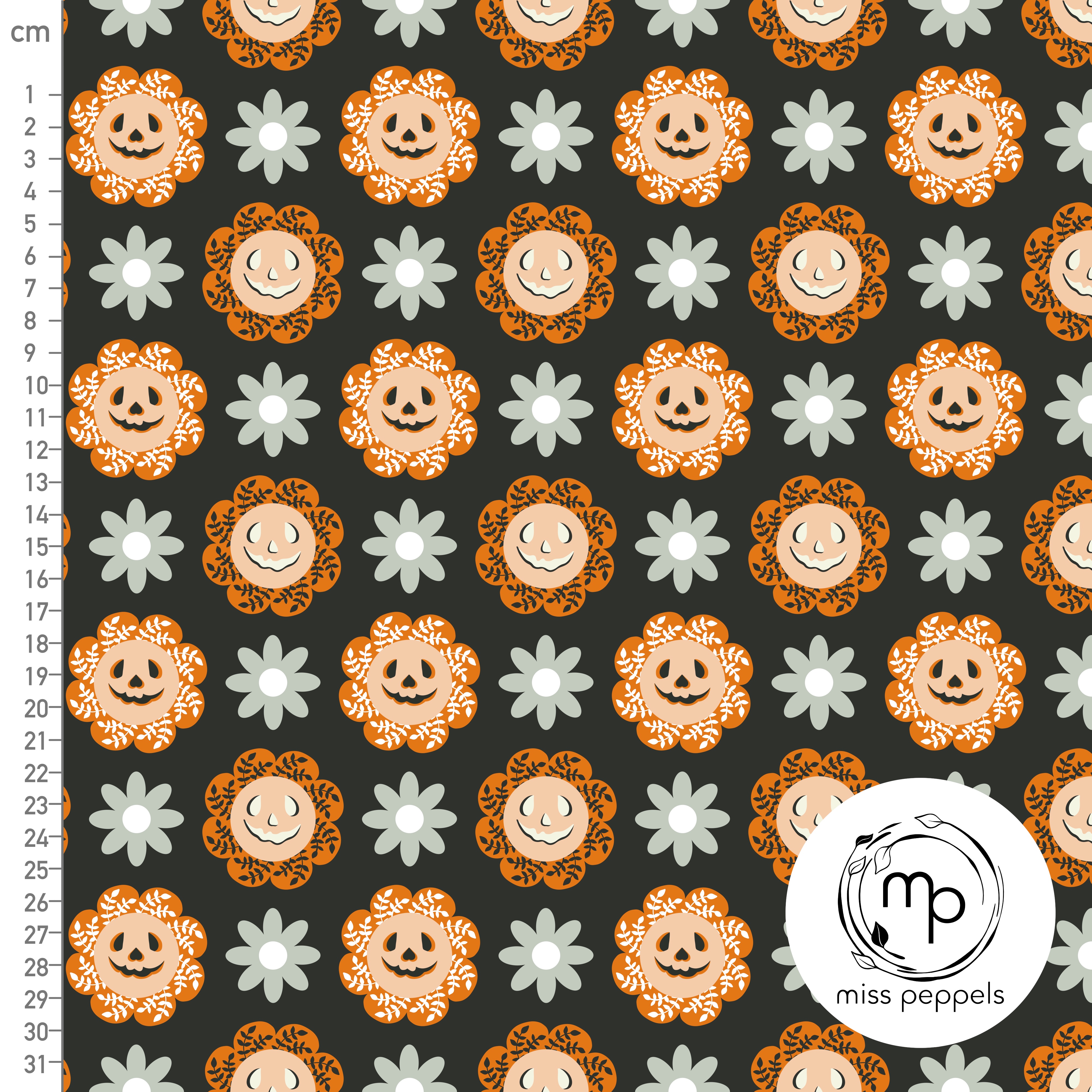 Bio Stoff - Halloween Blumen Schwarz von misspeppels in schwarz
