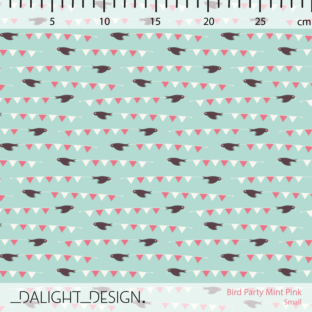 Bio Stoff  - Bird Party Mint Pink Small - DalightDesign, mint, Vögel