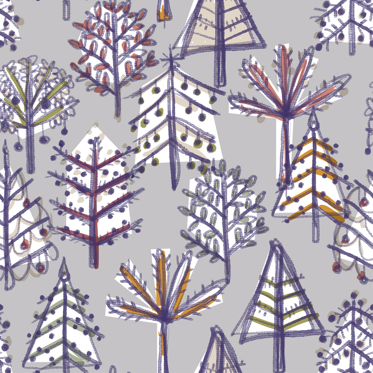 Bio Stoff  -  Weihnachtswald grey