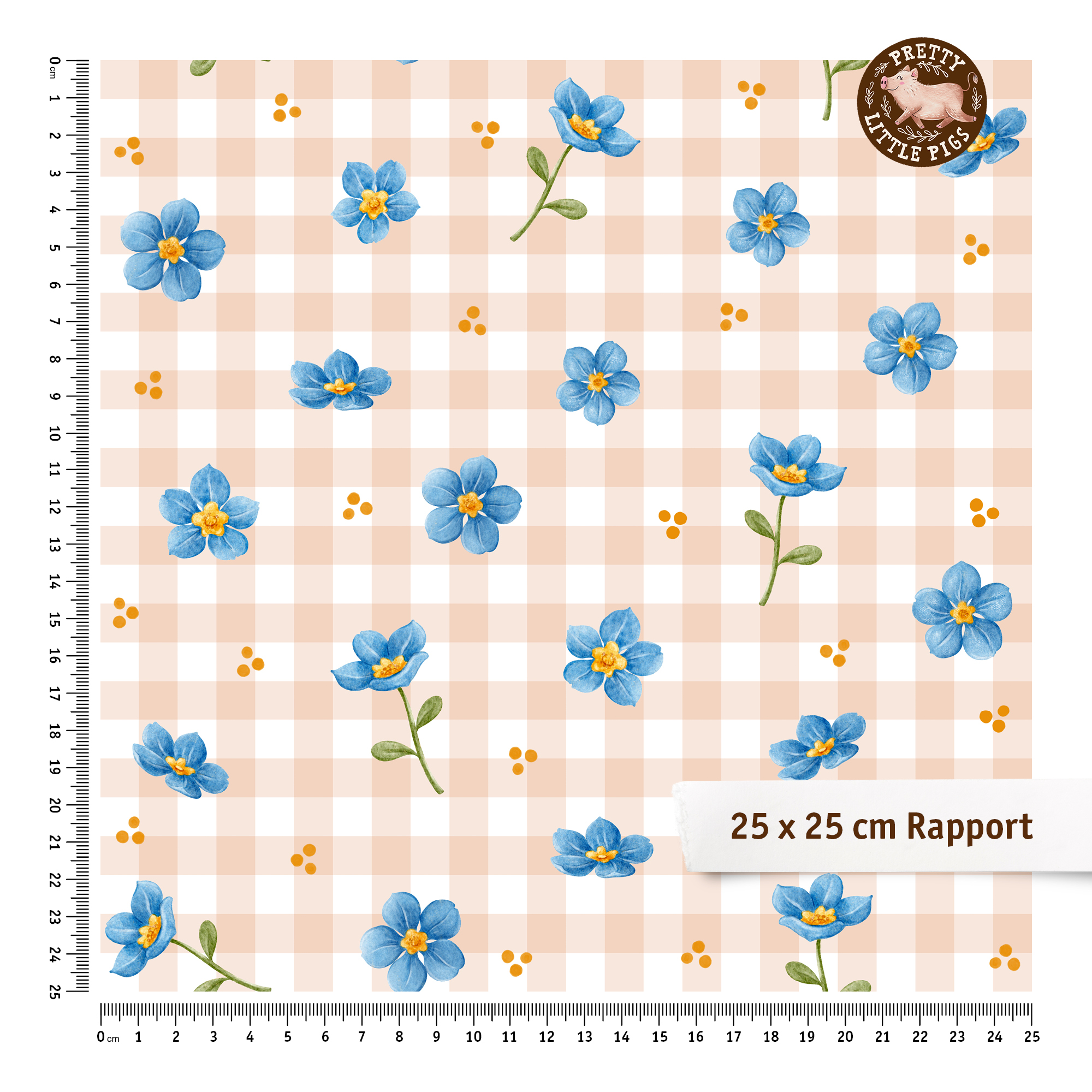 Bio Stoff - Vergissmeinnicht Vichy Karos pfirsich