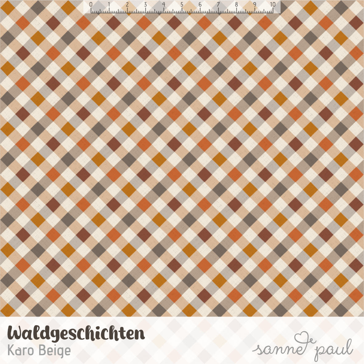 Bio Fabric - Forest Stories Check Beige by Sanne Paul in beige